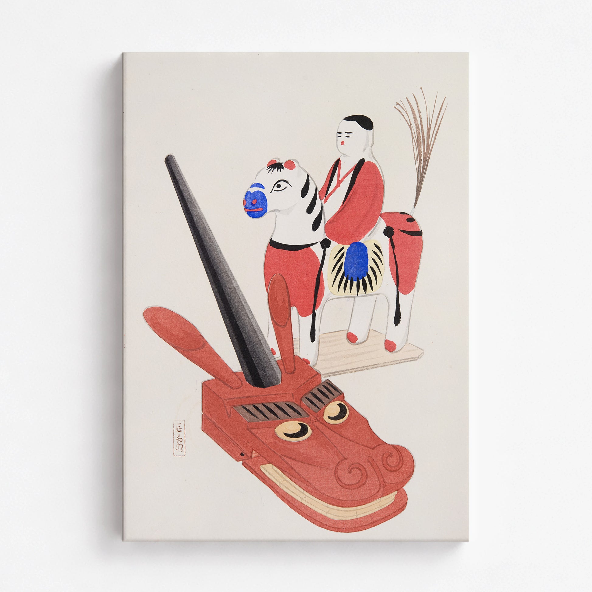 Kawasaki Kyosen: Kyosen’s Collected Illustrations of Japanese Toys Nr. 73 ("Eastern Folk Toys"), 70x100cm Satin Canvas Art Reproduction