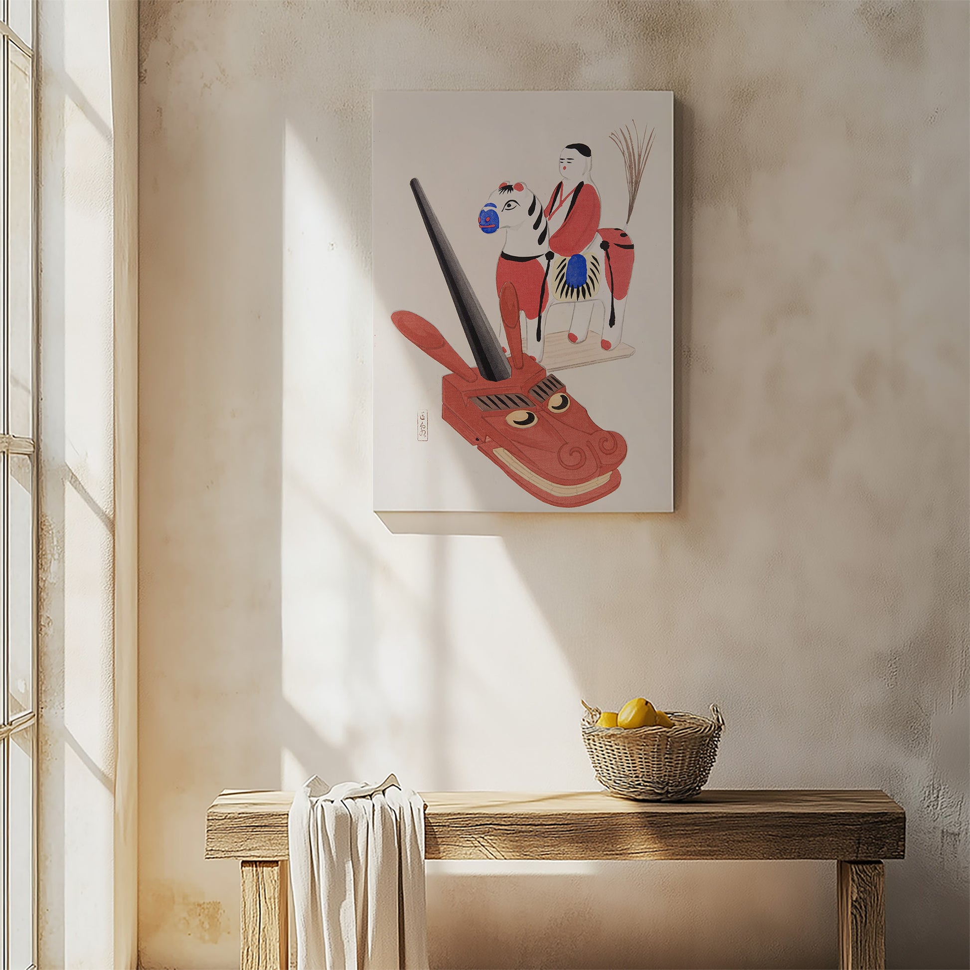 Design Concept No. 54 for Kawasaki Kyosen: Kyosen’s Collected Illustrations of Japanese Toys Nr. 73 ("Eastern Folk Toys") Japanese Satin Canvas Wall Art