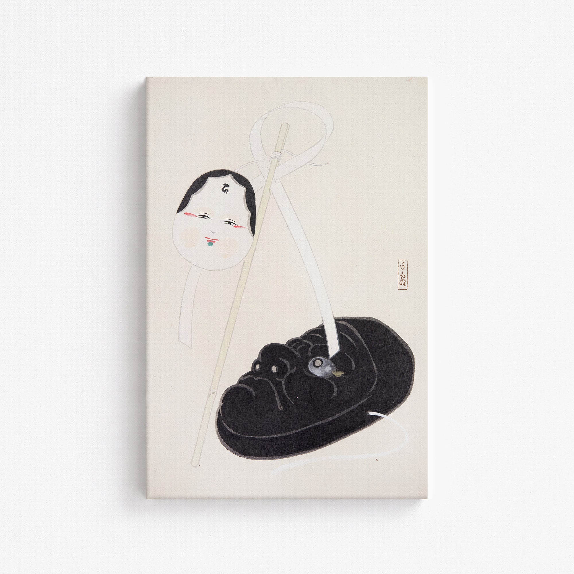 Kyosen's Collected Illustrations of Japanese Toys Nr. 74 ("Yin and Yang Japanese Masks")