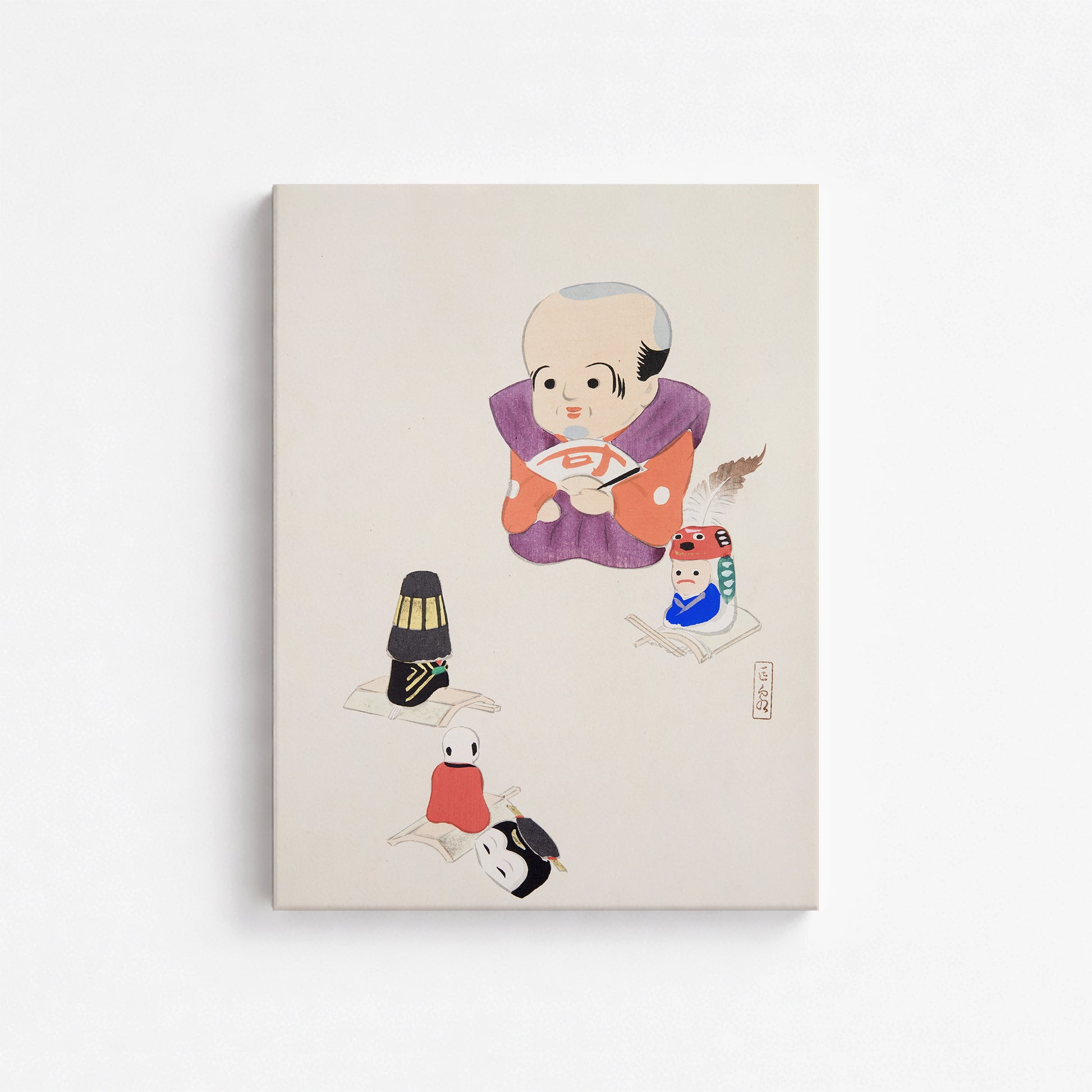 Kawasaki Kyosen: Kyosen’s Collected Illustrations of Japanese Toys Nr. 78 ("Traditional Oriental Toys"), 30x40cm Satin Canvas Art Reproduction