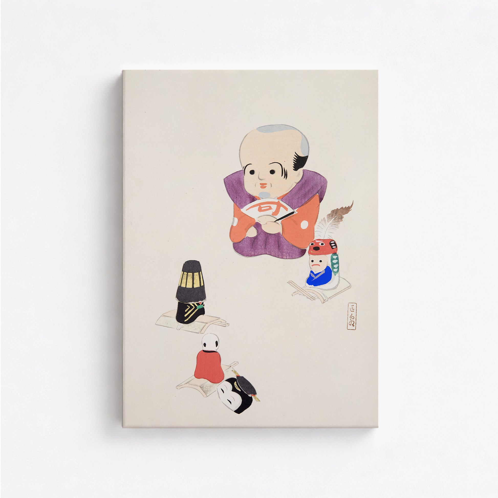 Kawasaki Kyosen: Kyosen’s Collected Illustrations of Japanese Toys Nr. 78 ("Traditional Oriental Toys"), 50x70cm Satin Canvas Art Reproduction