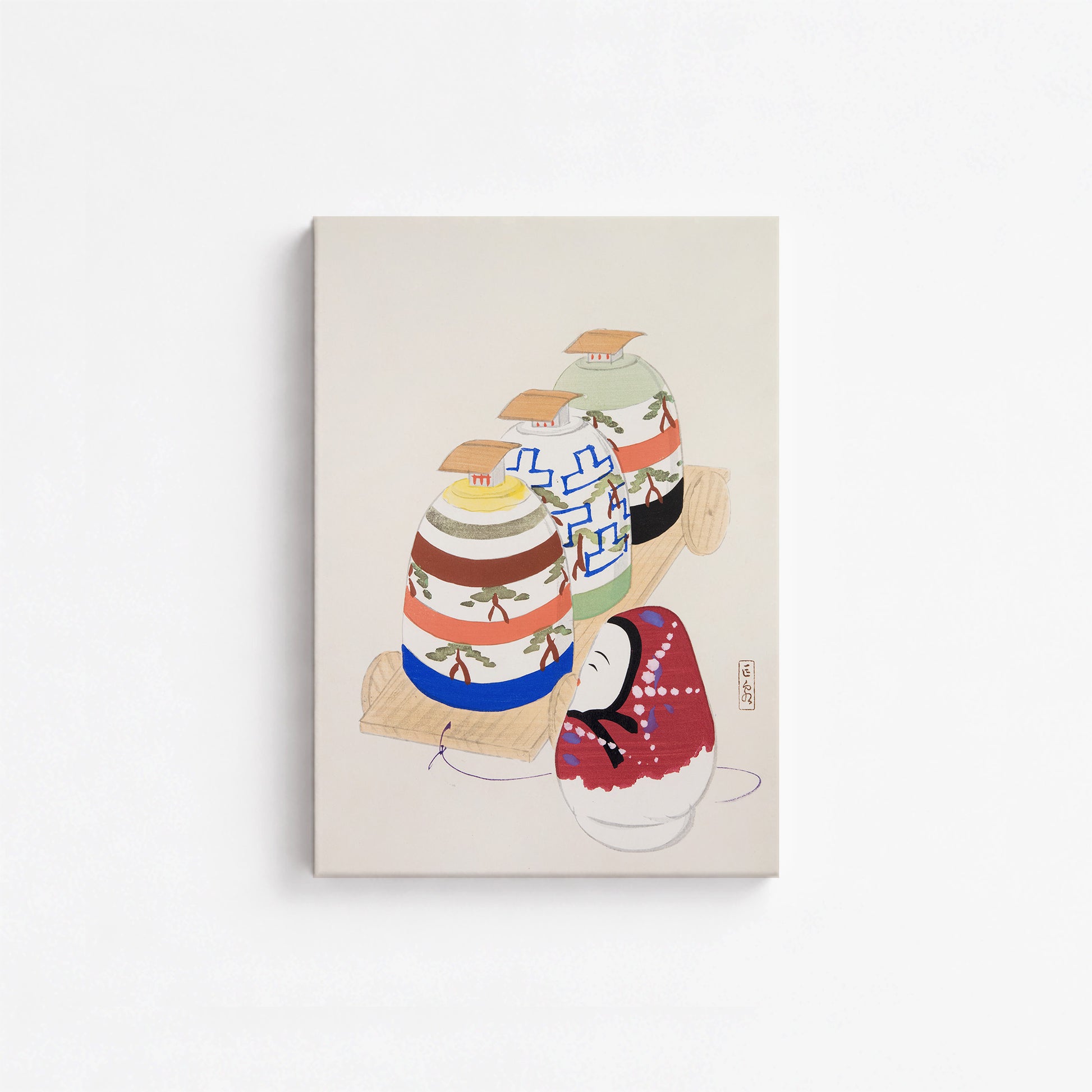 Kawasaki Kyosen: Kyosen’s Collected Illustrations of Japanese Toys Nr. 83 ("Oriental Pottery Collection"), 21x30cm Satin Canvas Art Reproduction