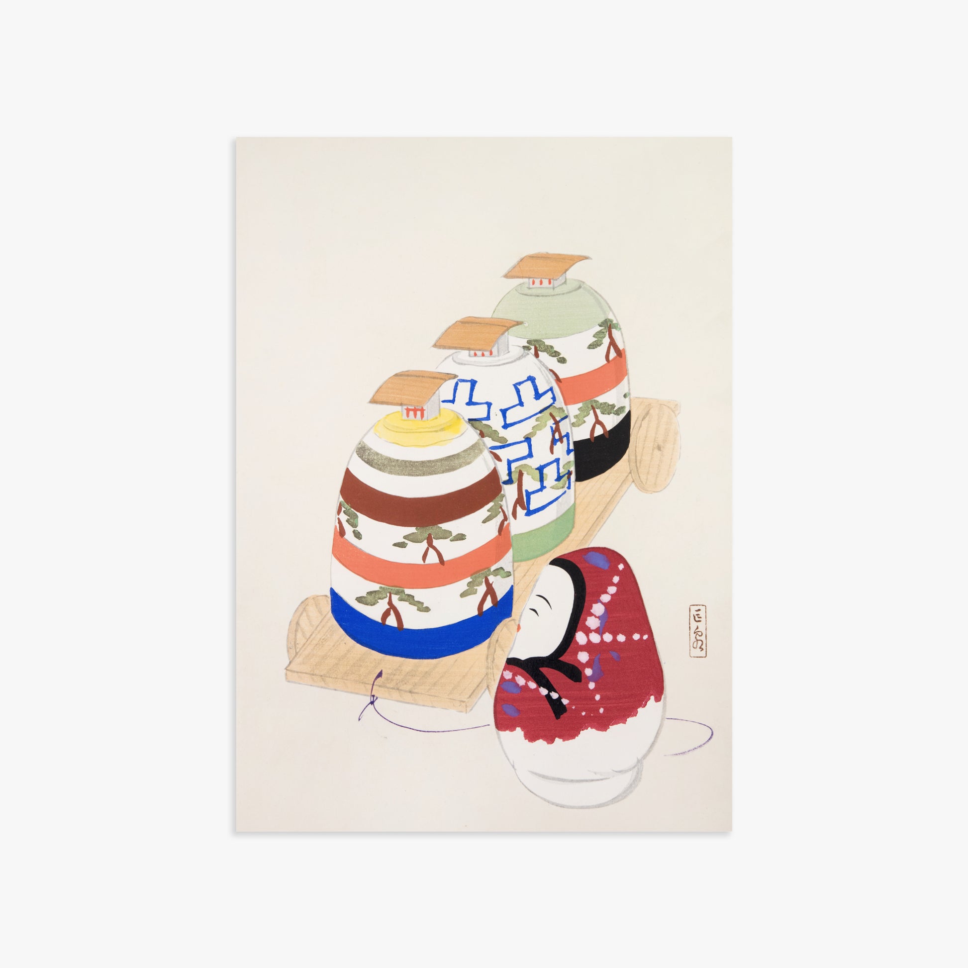 Kawasaki Kyosen: Kyosen’s Collected Illustrations of Japanese Toys Nr. 83 ("Oriental Pottery Collection"), 50x70cm Art Reproduction Unframed