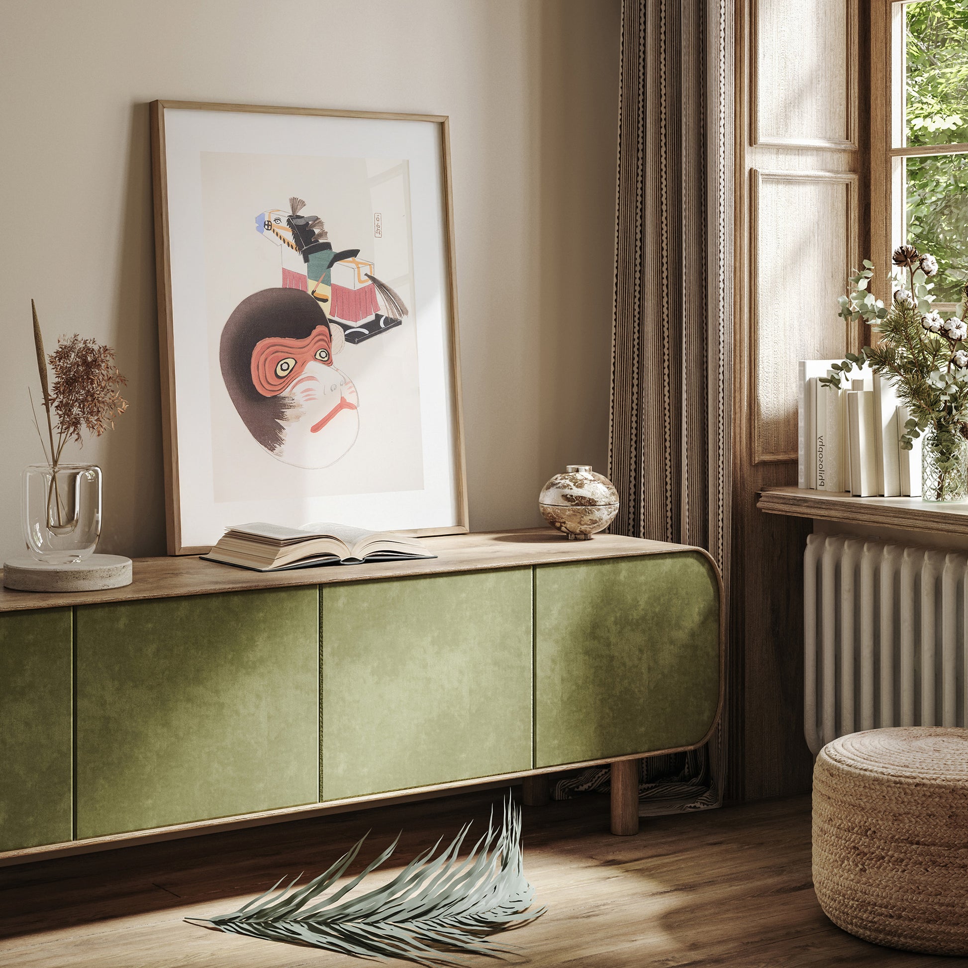 Design Concept No. 23 for Kawasaki Kyosen: Kyosen’s Collected Illustrations of Japanese Toys Nr. 84 ("Monkey Mask & Steed Vintage Toys") Japanese Wall Art