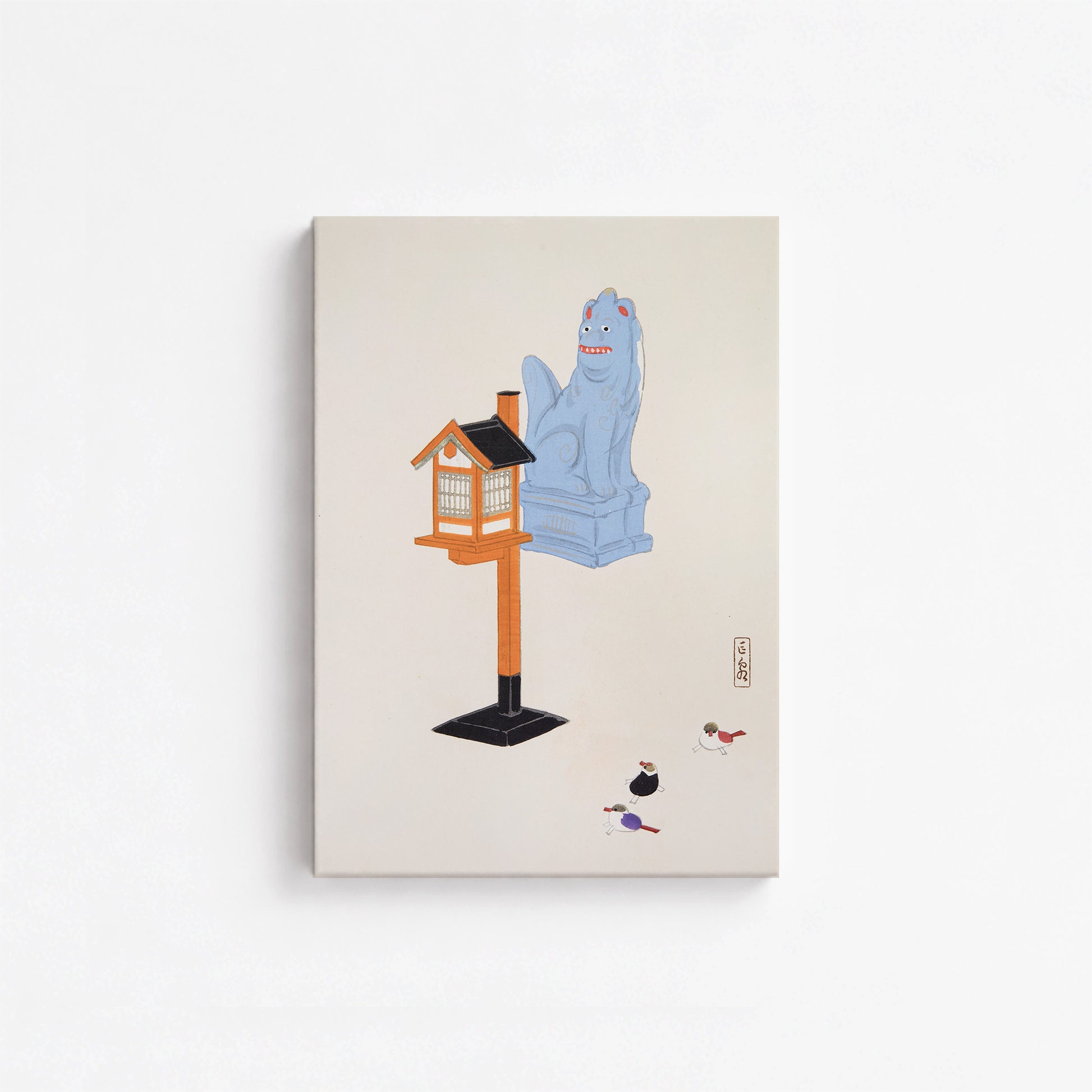 Kawasaki Kyosen: Kyosen’s Collected Illustrations of Japanese Toys Nr. 85 ("Guardian Spirit Vigil"), 21x30cm Satin Canvas Art Reproduction