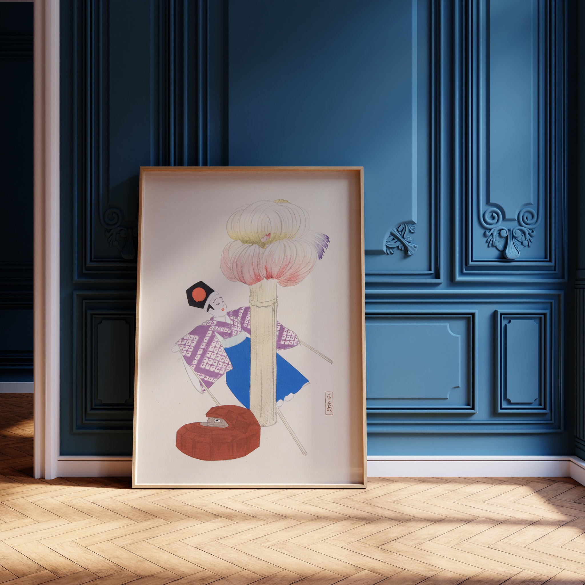 Design Concept No. 12 for Kawasaki Kyosen: Kyosen’s Collected Illustrations of Japanese Toys Nr. 86 ("Kabuki Bloom") Japanese Wall Art