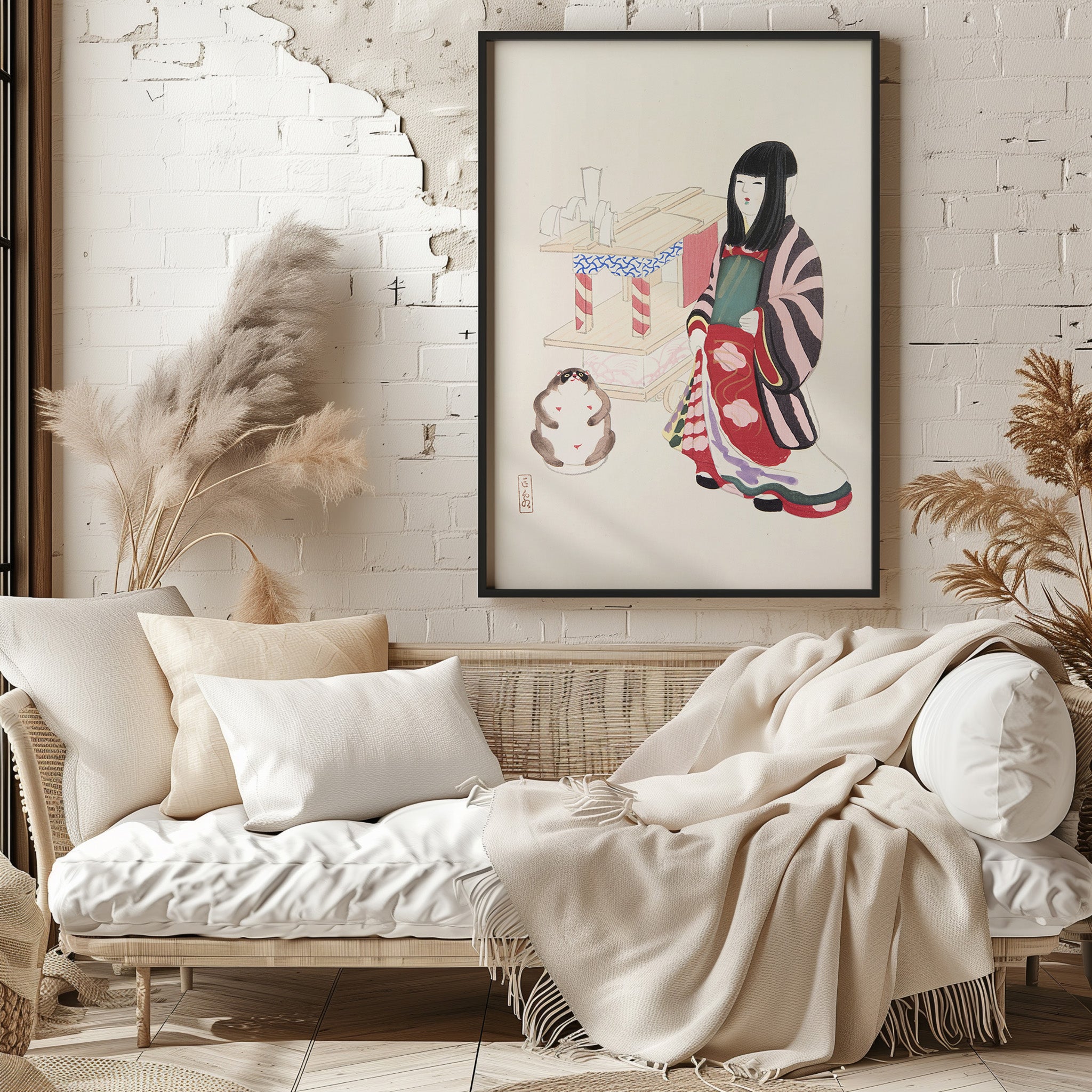 Design Concept No. 29 for Kawasaki Kyosen: Kyosen’s Collected Illustrations of Japanese Toys Nr. 87 ("Serene Guardian of Tradition") Japanese Wall Art