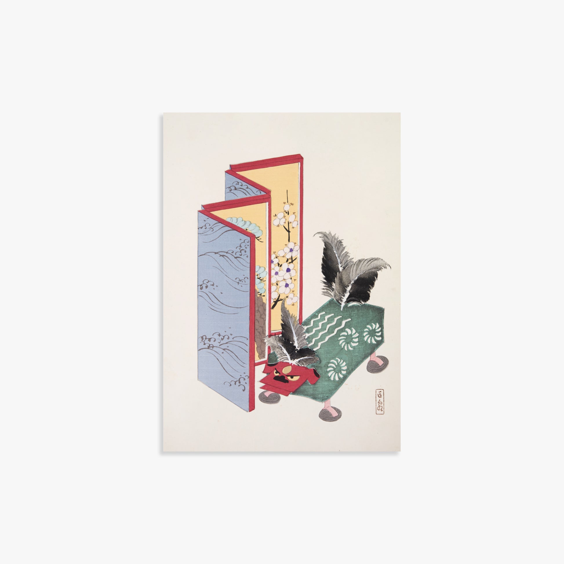 Kawasaki Kyosen: Kyosen’s Collected Illustrations of Japanese Toys Nr. 89 ("Serene Sanctuary"), 21x30cm Art Reproduction Unframed