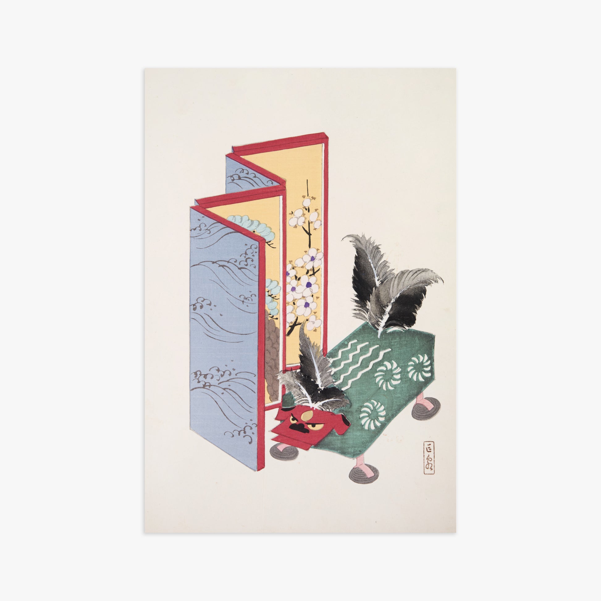 Kawasaki Kyosen: Kyosen’s Collected Illustrations of Japanese Toys Nr. 89 ("Serene Sanctuary"), 61x91cm Art Reproduction Unframed