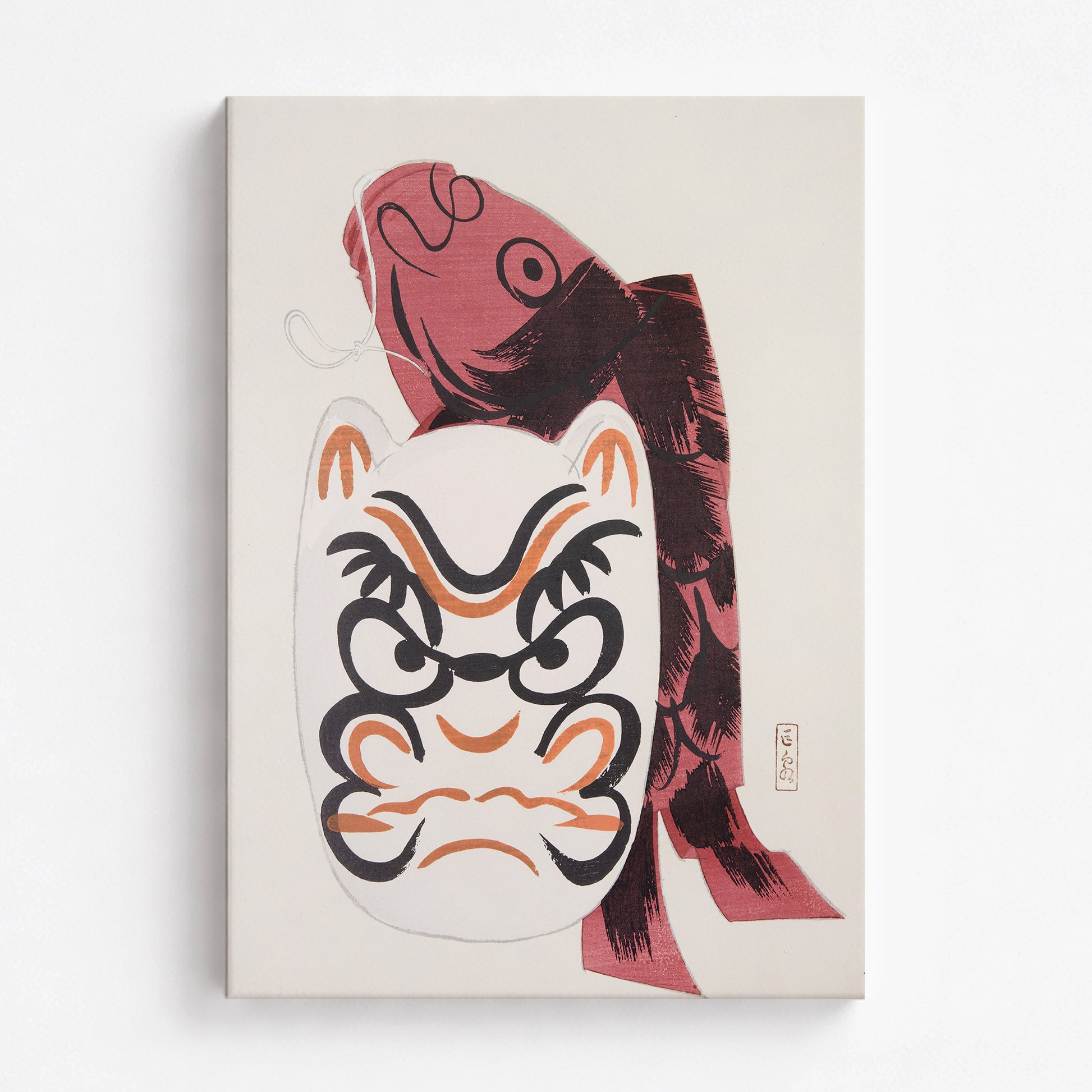 Kawasaki Kyosen: Kyosen’s Collected Illustrations of Japanese Toys Nr. 90 ("Guardian Carp: Festival Spirit"), 70x100cm Satin Canvas Art Reproduction