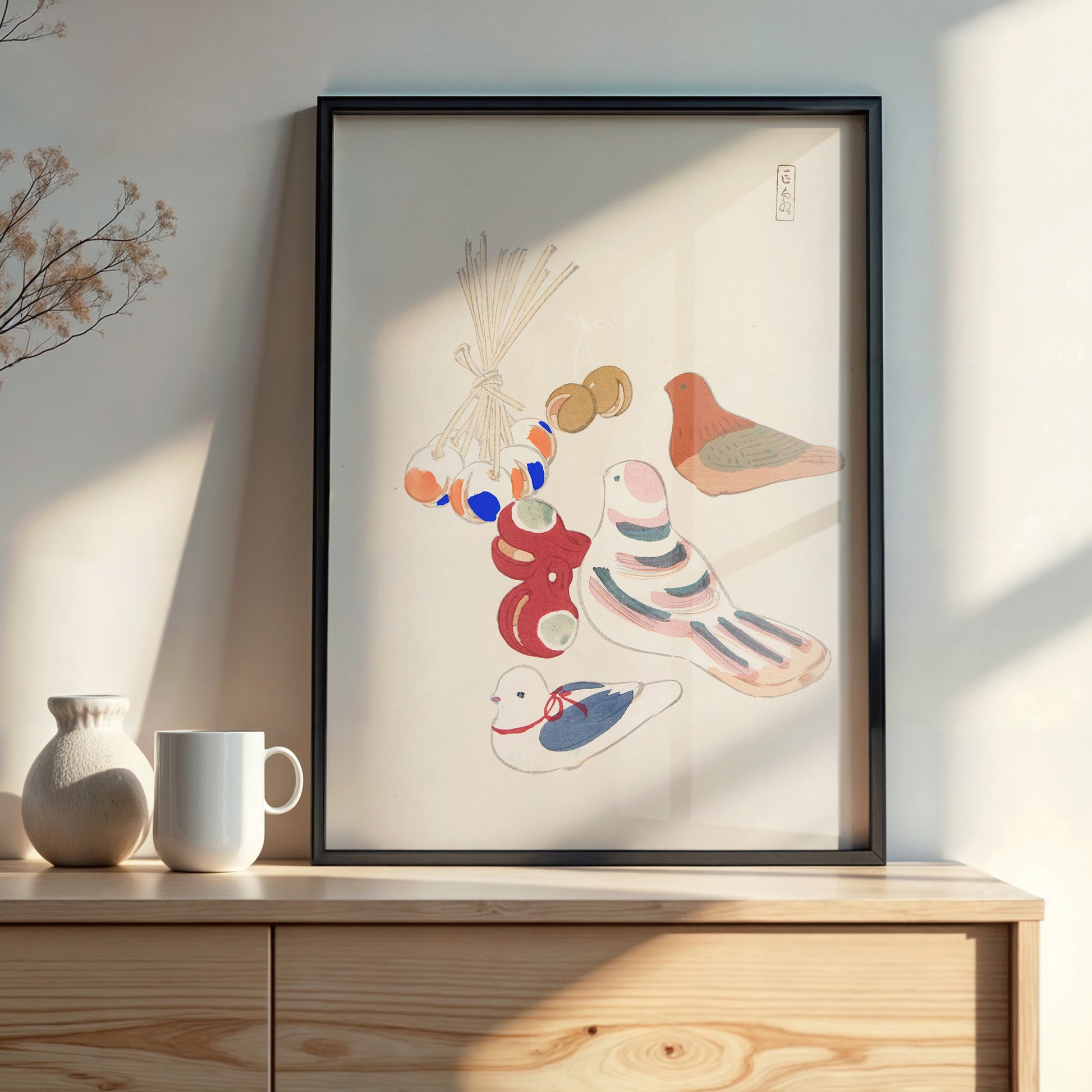 Design Concept No. 22 for Kawasaki Kyosen: Kyosen’s Collected Illustrations of Japanese Toys Nr. 91 ("Nostalgia Birds: Japanese Toy Collection") Japanese Wall Art