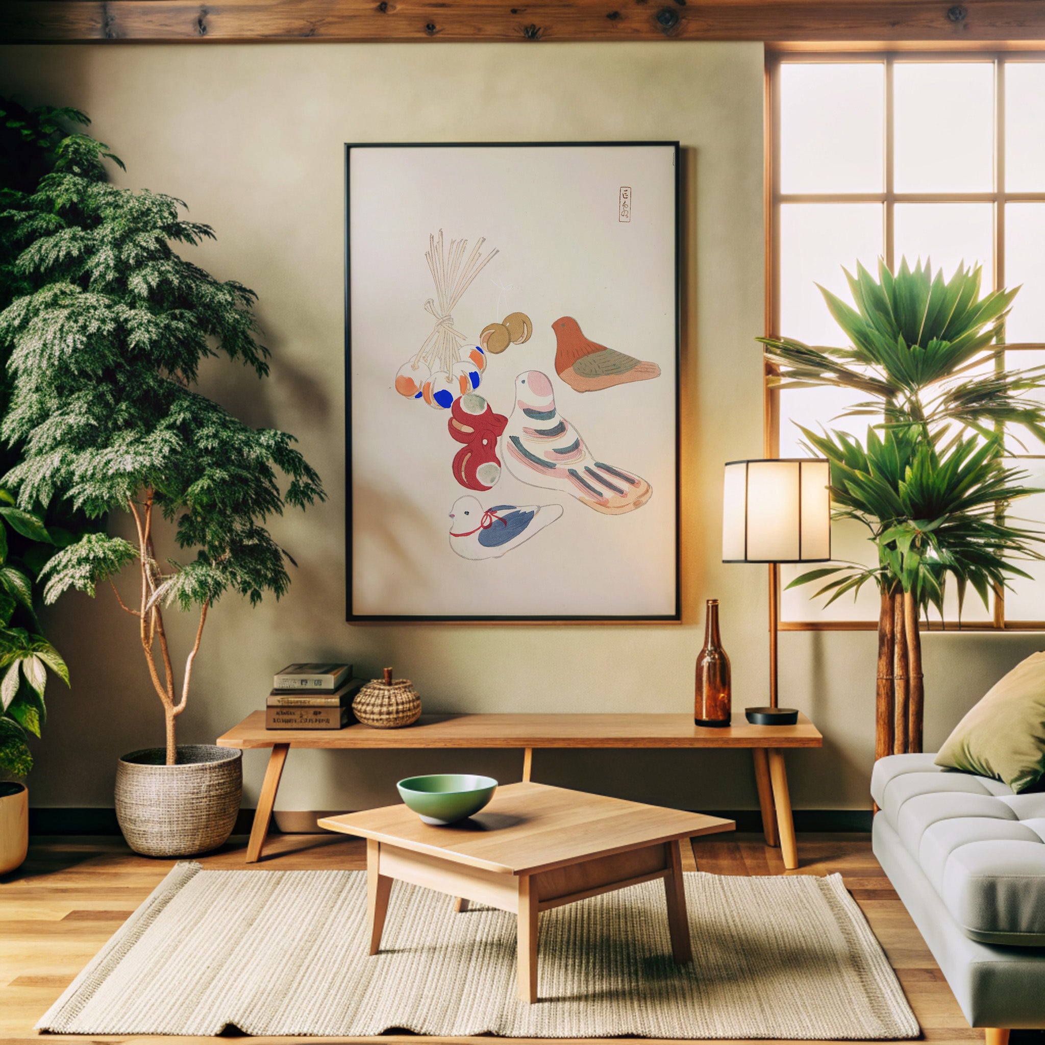 Design Concept No. 32 for Kawasaki Kyosen: Kyosen’s Collected Illustrations of Japanese Toys Nr. 91 ("Nostalgia Birds: Japanese Toy Collection") Japanese Wall Art