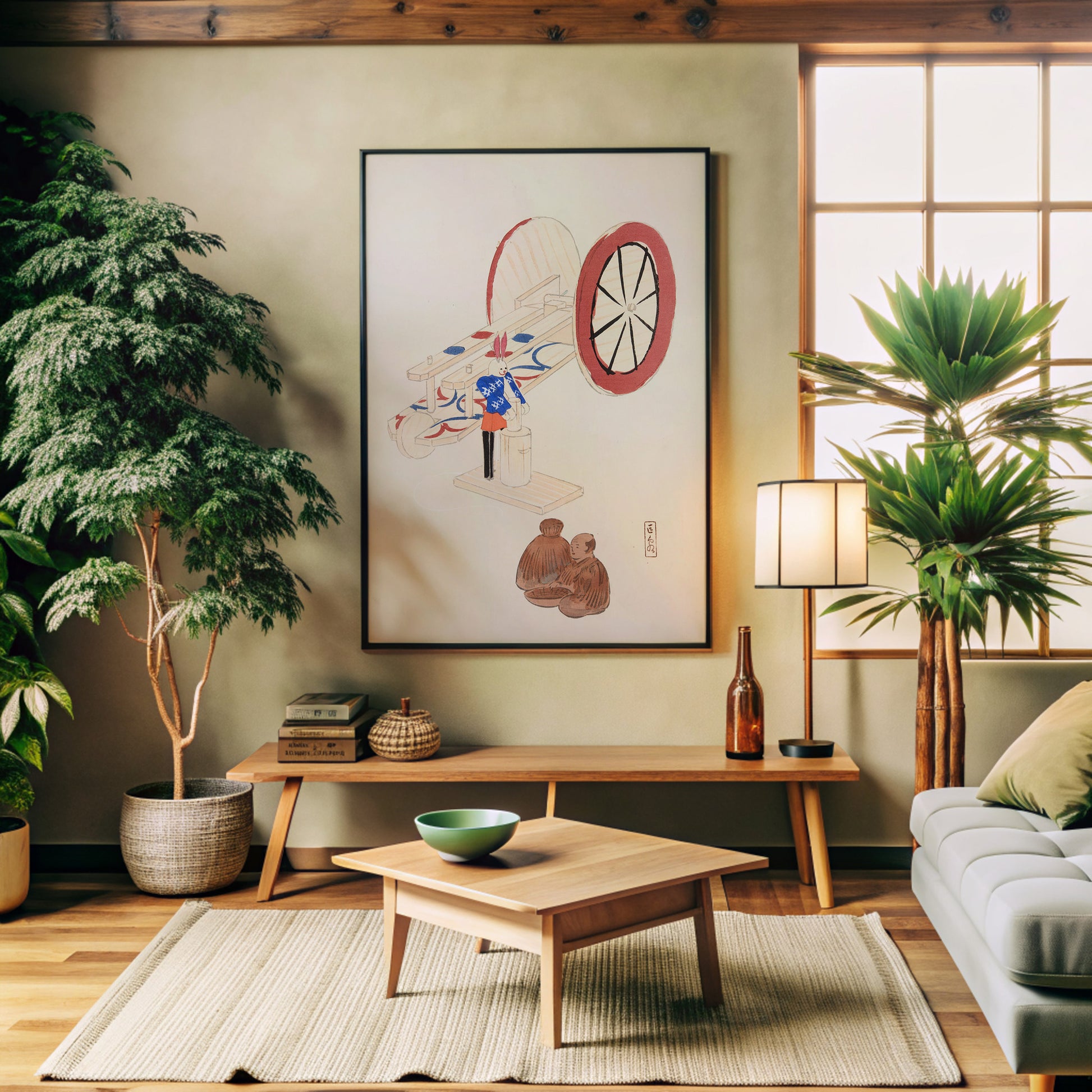 Design Concept No. 32 for Kawasaki Kyosen: Kyosen’s Collected Illustrations of Japanese Toys Nr. 95 ("Wheel & Sake Carriage") Japanese Wall Art