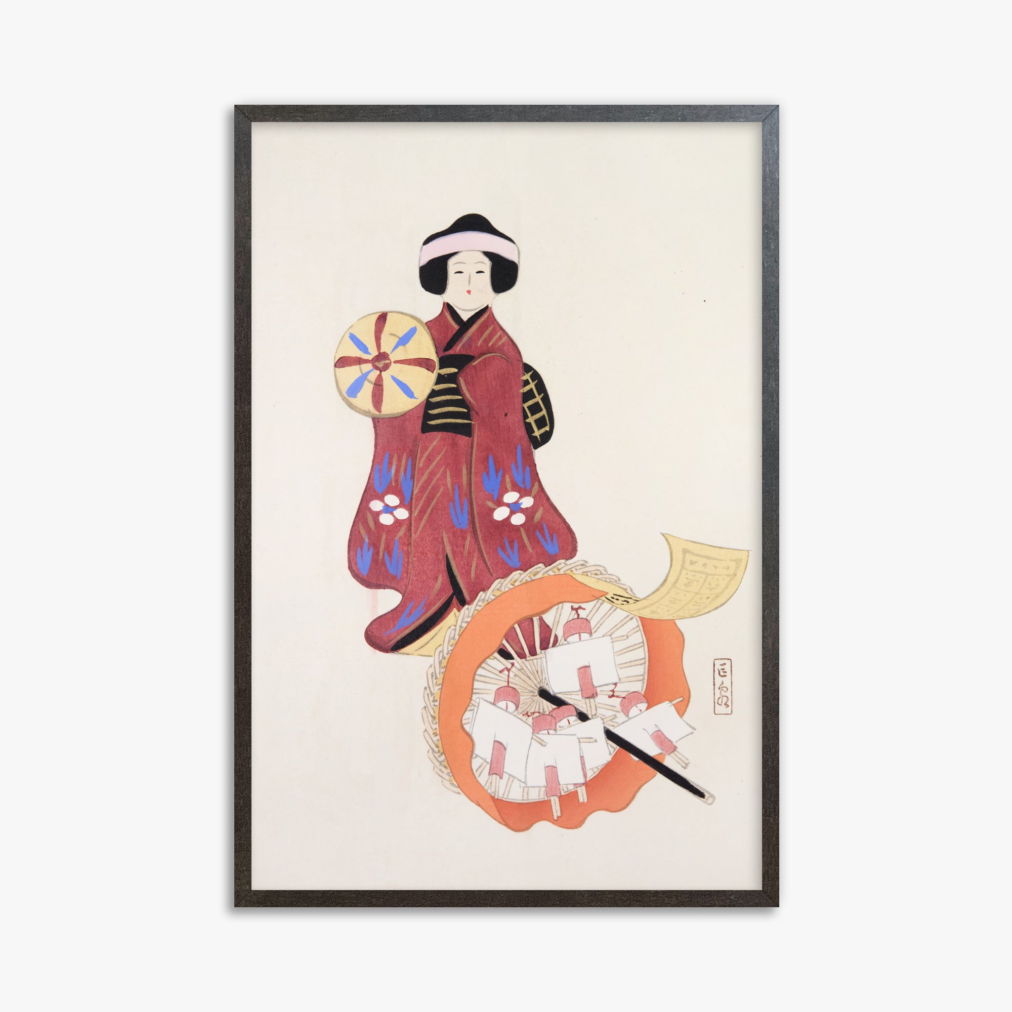 Kyosen's Collected Illustrations of Japanese Toys Nr. 96 ("Geisha Umbrella Ensemble")