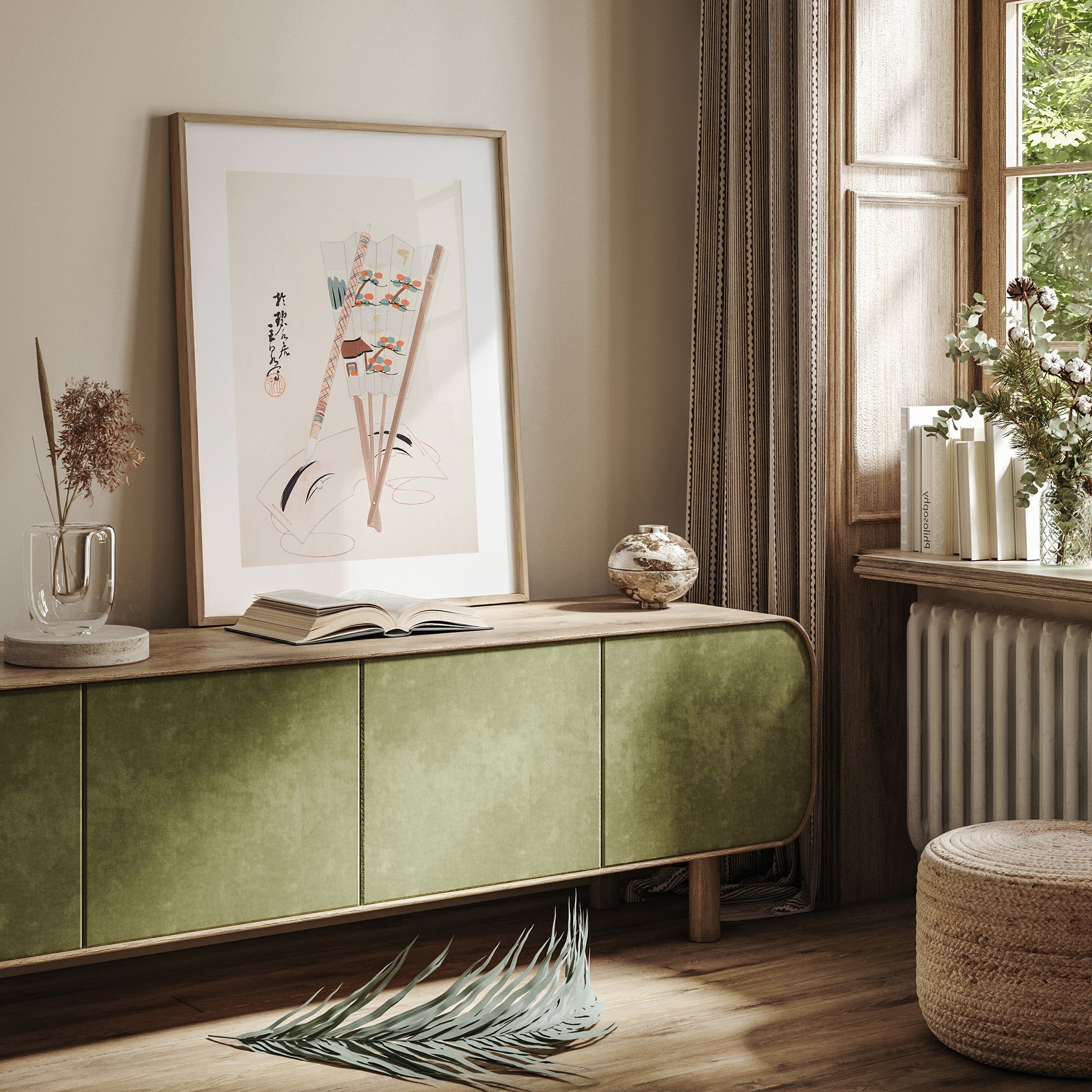 Design Concept No. 23 for Kawasaki Kyosen: Kyosen’s Collected Illustrations of Japanese Toys Nr. 97 ("Artistic Festival Fan") Japanese Wall Art