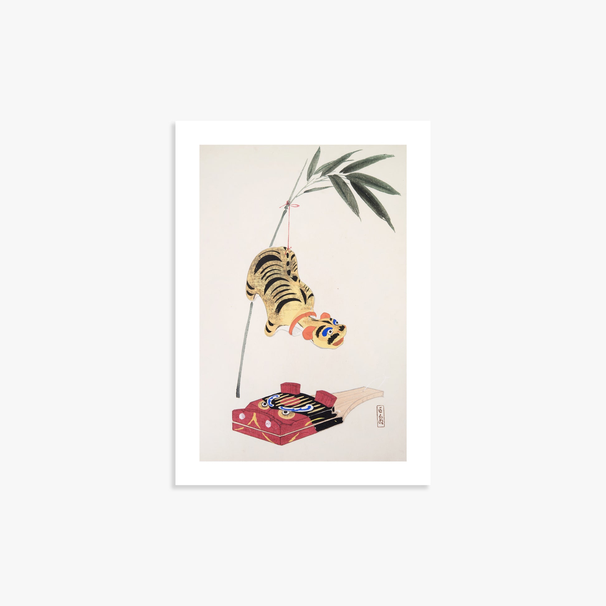 Kawasaki Kyosen: Kyosen’s Collected Illustrations of Japanese Toys Nr. 98 ("Golden Tiger Swing"), 21x30cm Printed Poster