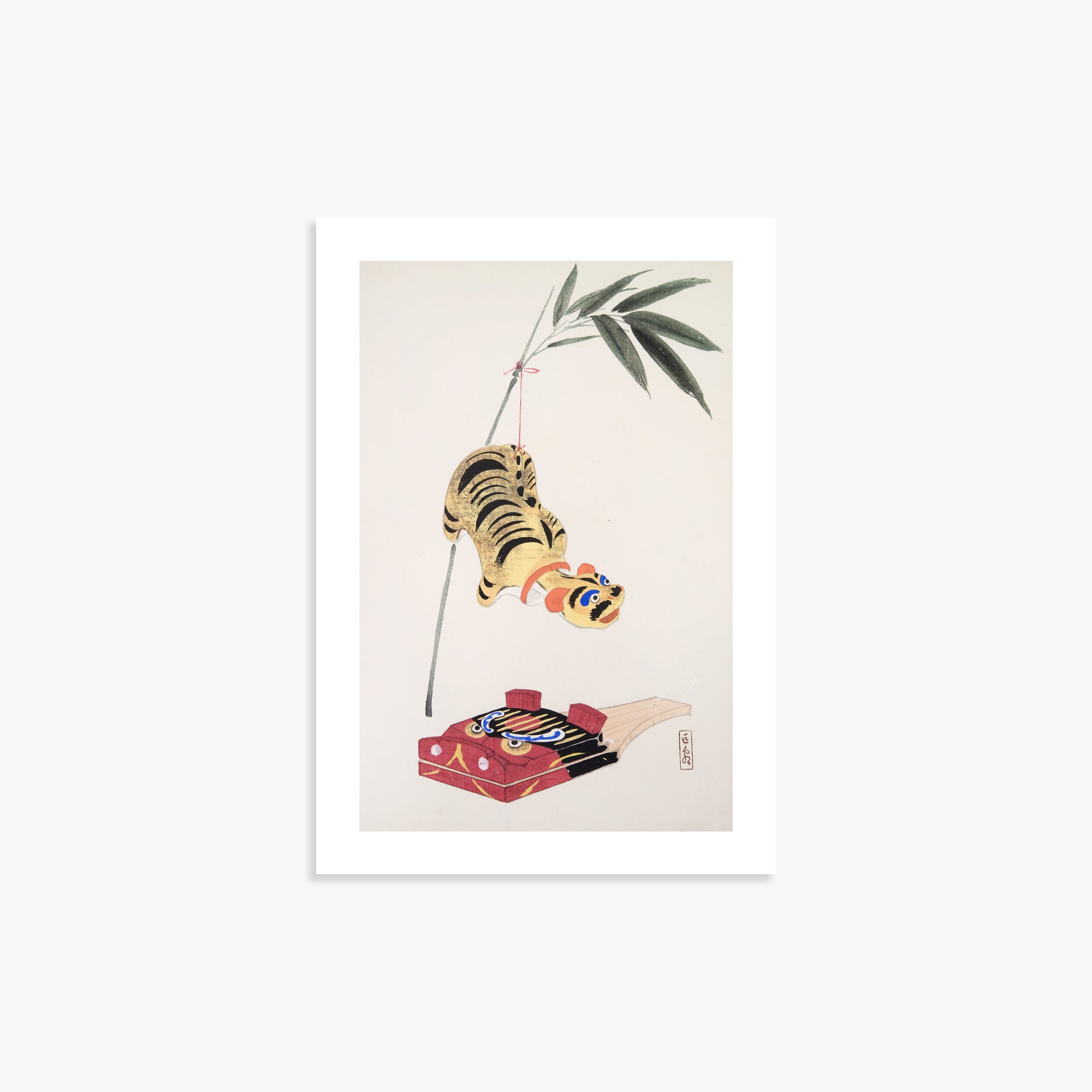 Kawasaki Kyosen: Kyosen’s Collected Illustrations of Japanese Toys Nr. 98 ("Golden Tiger Swing"), 21x30cm Printed Poster