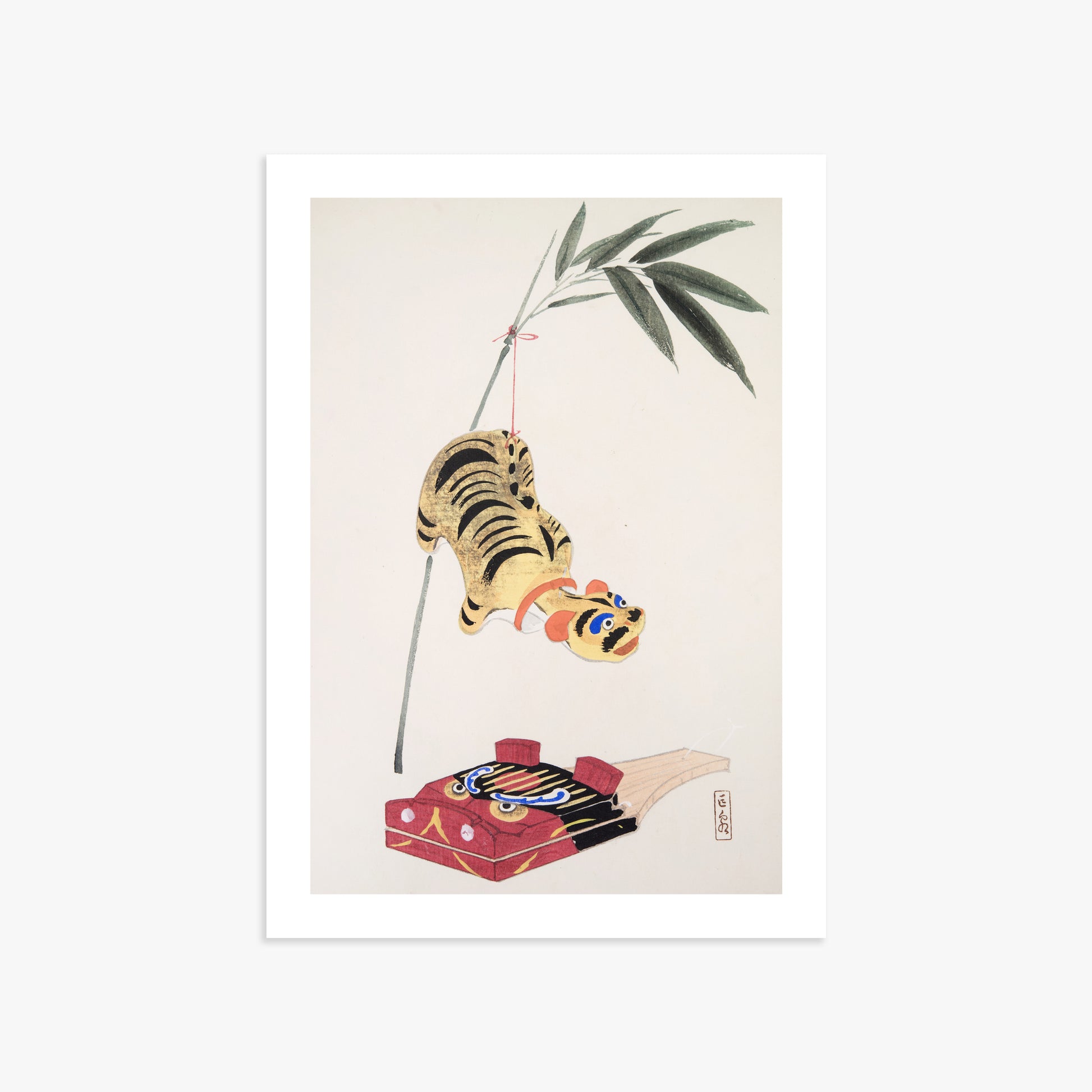 Kawasaki Kyosen: Kyosen’s Collected Illustrations of Japanese Toys Nr. 98 ("Golden Tiger Swing"), 50x70cm Printed Poster