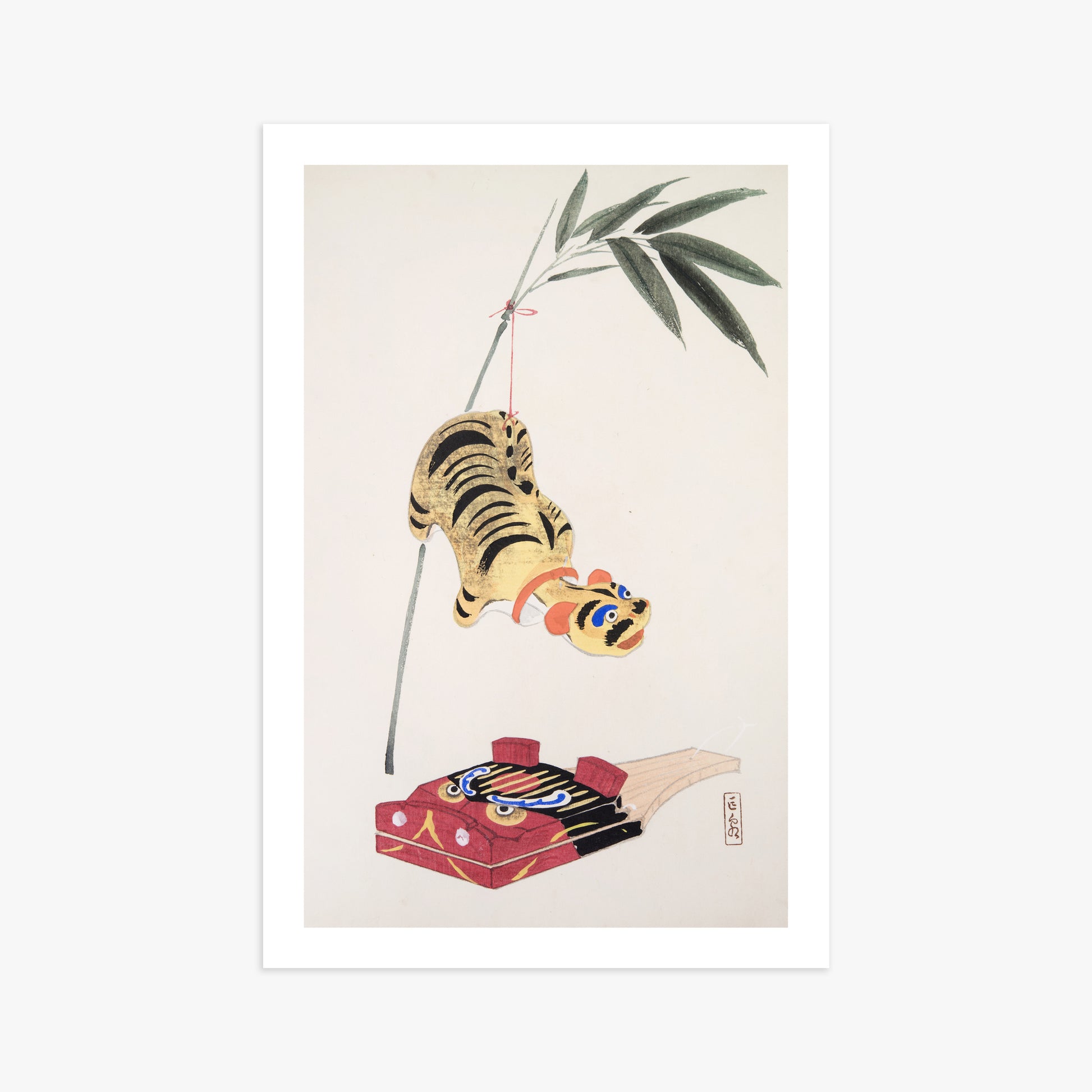Kawasaki Kyosen: Kyosen’s Collected Illustrations of Japanese Toys Nr. 98 ("Golden Tiger Swing"), 61x91cm Printed Poster