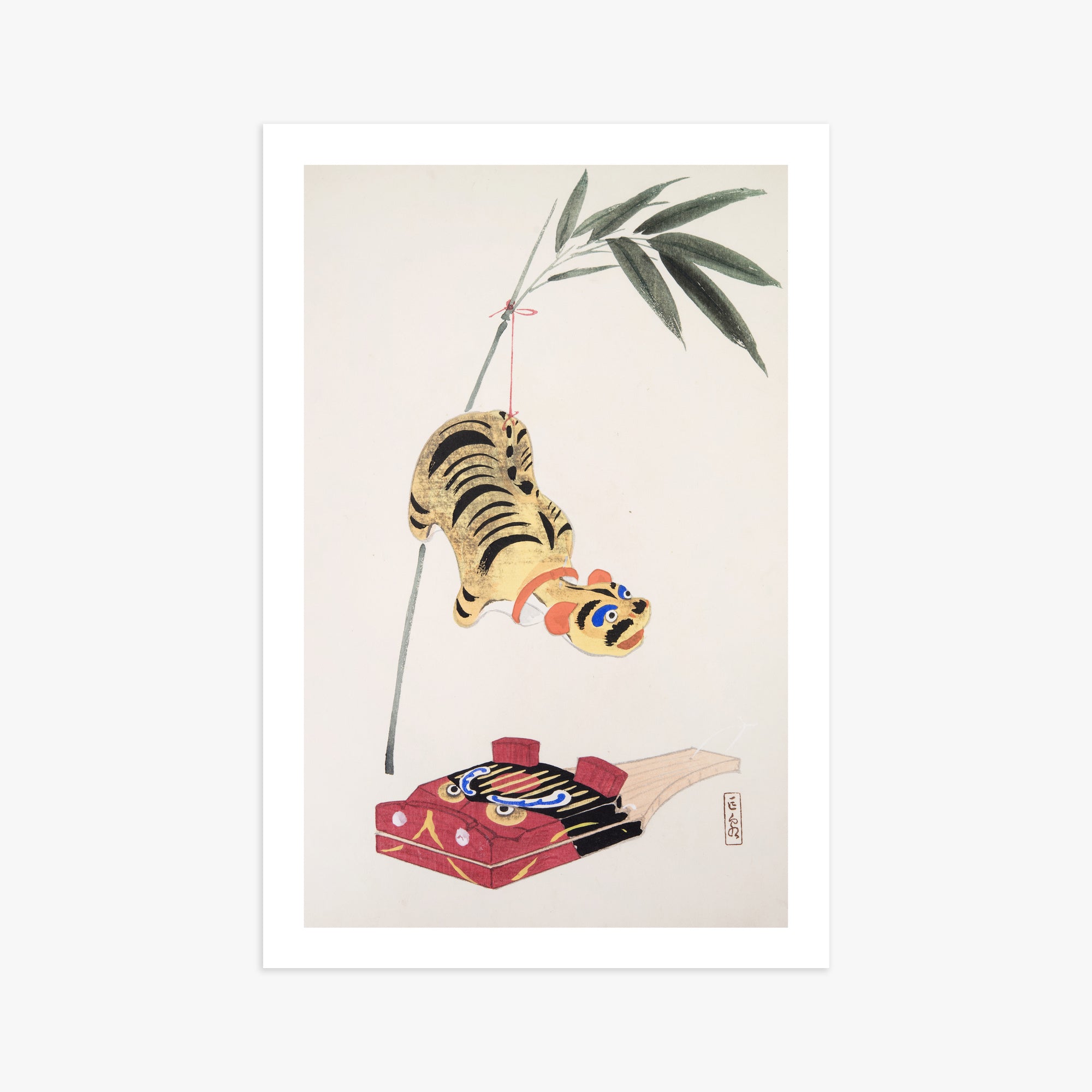 Kawasaki Kyosen: Kyosen’s Collected Illustrations of Japanese Toys Nr. 98 ("Golden Tiger Swing"), 61x91cm Printed Poster