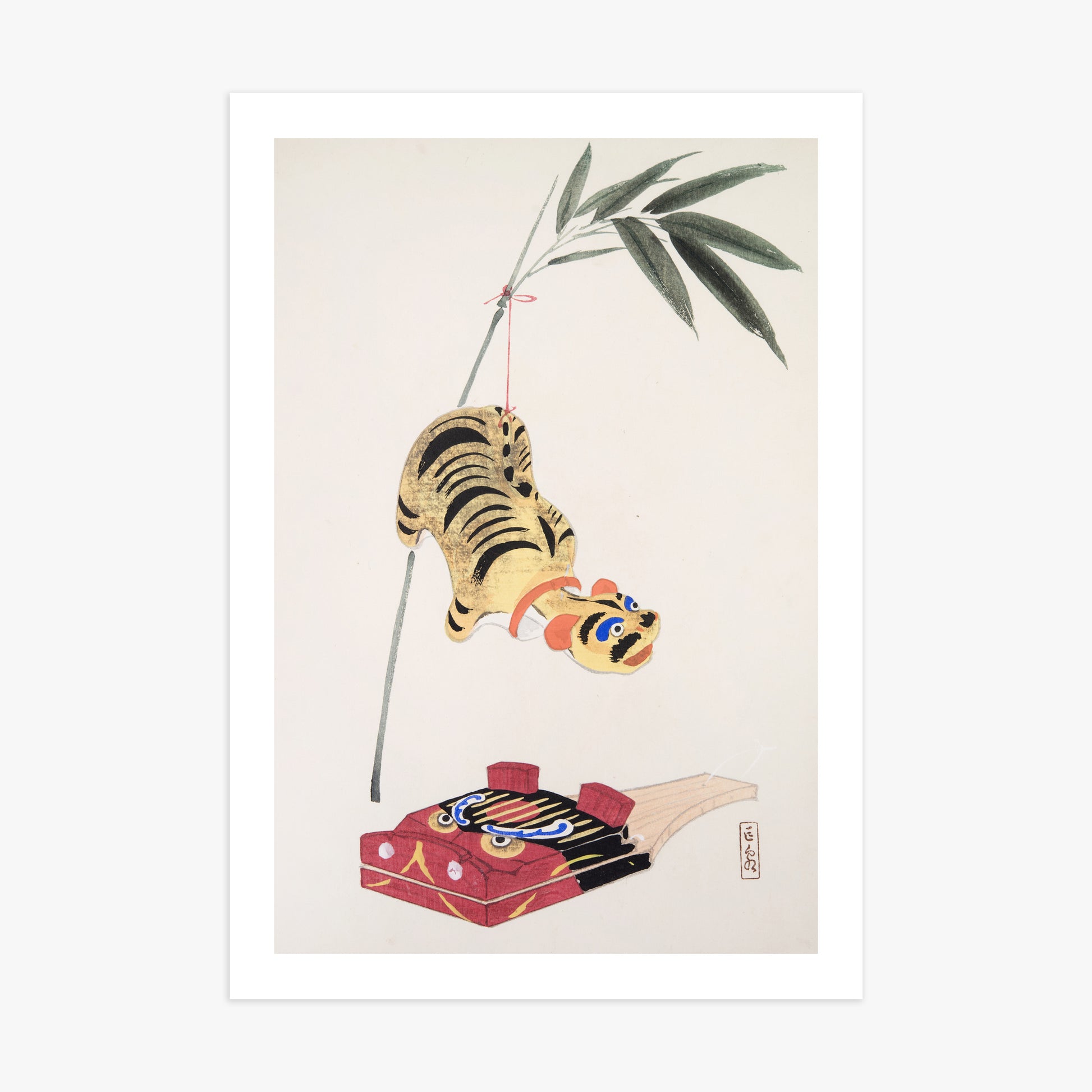 Kawasaki Kyosen: Kyosen’s Collected Illustrations of Japanese Toys Nr. 98 ("Golden Tiger Swing"), 70x100cm Printed Poster