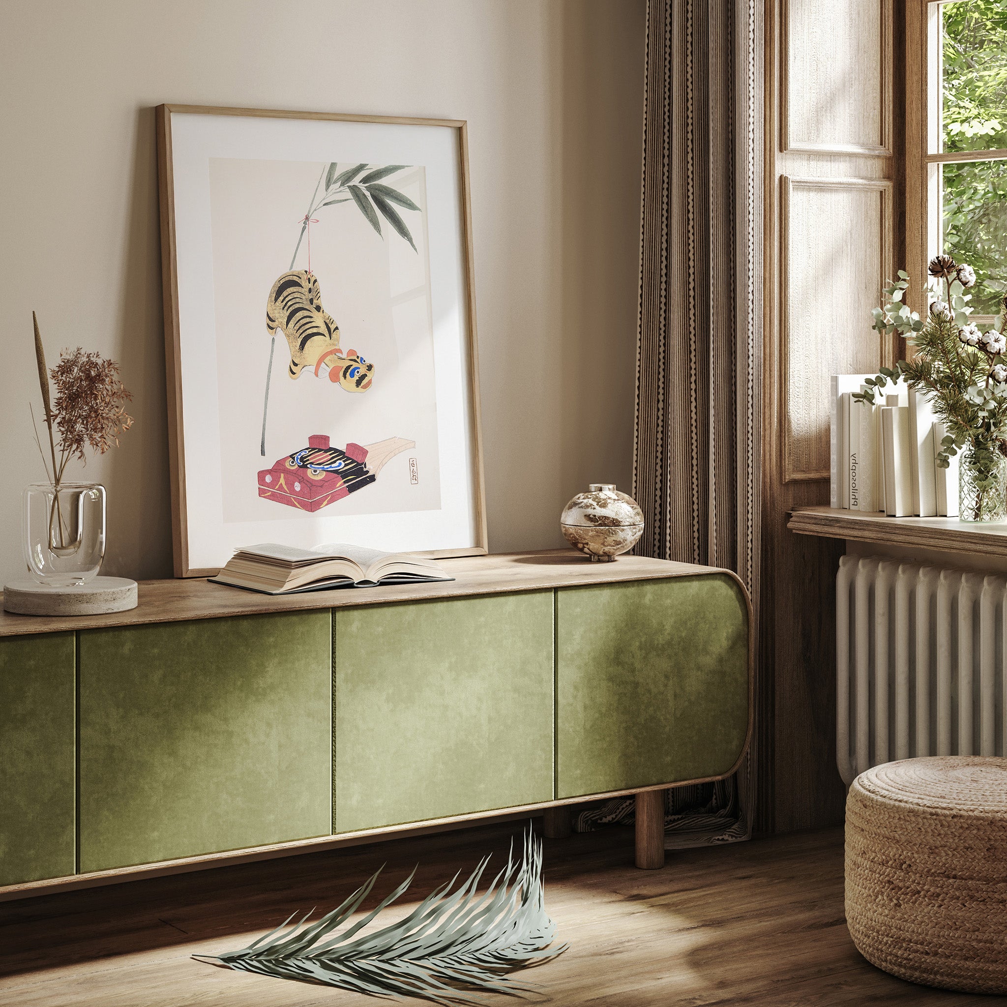 Design Concept No. 23 for Kawasaki Kyosen: Kyosen’s Collected Illustrations of Japanese Toys Nr. 98 ("Golden Tiger Swing") Japanese Wall Art