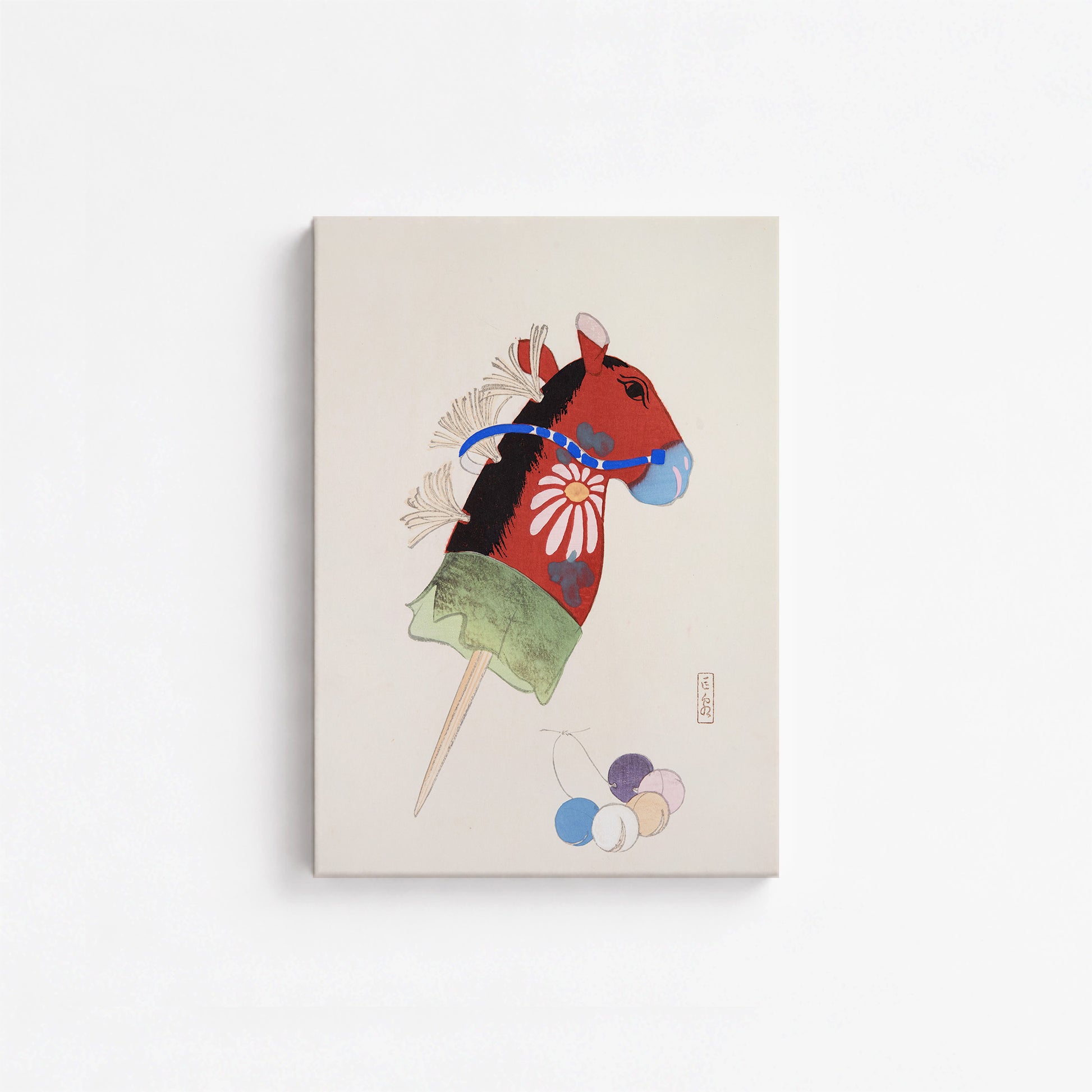 Kawasaki Kyosen: Kyosen’s Collected Illustrations of Japanese Toys Nr. 99 ("Folk Hobby Horse"), 21x30cm Satin Canvas Art Reproduction