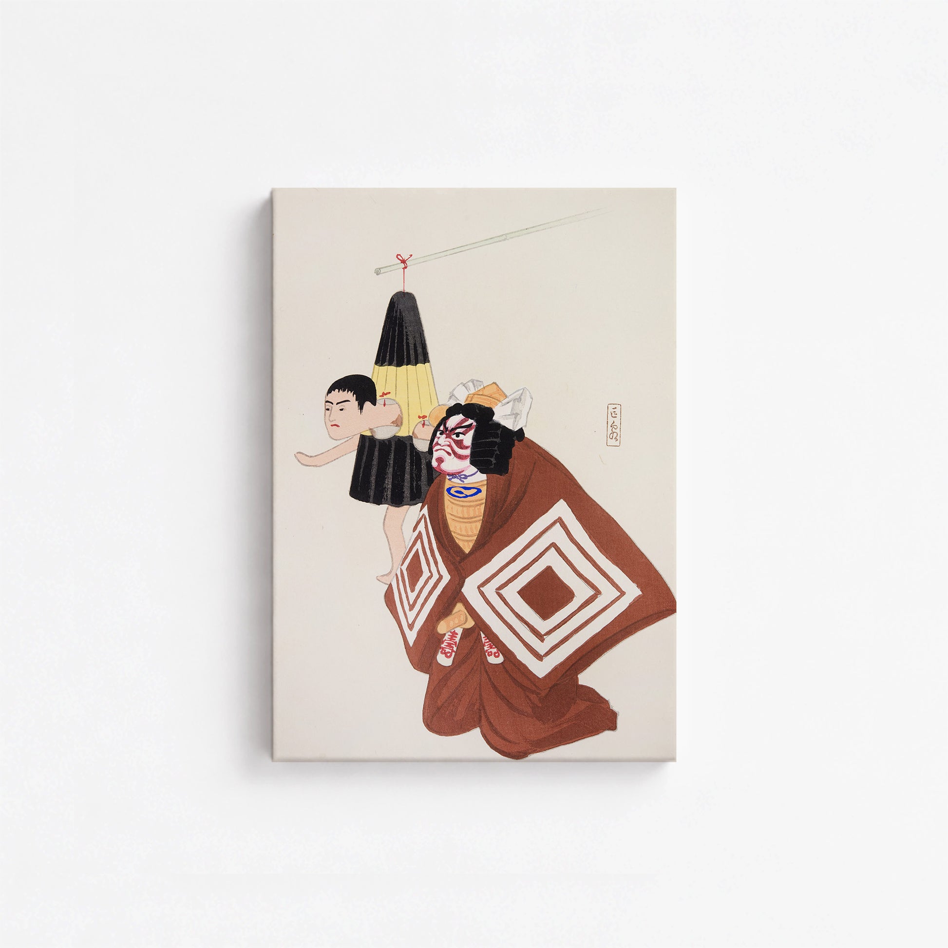 Kawasaki Kyosen: Kyosen’s Collected Illustrations of Japanese Toys Nr. 100 ("Kabuki Spirits: The Puppet Master's Tale"), 21x30cm Satin Canvas Art Reproduction