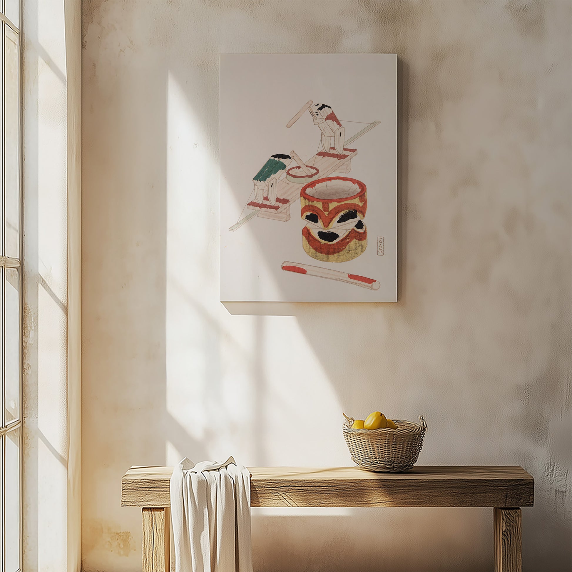 Design Concept No. 54 for Kawasaki Kyosen: Kyosen’s Collected Illustrations of Japanese Toys Nr. 101 ("Edo Playthings") Japanese Satin Canvas Wall Art