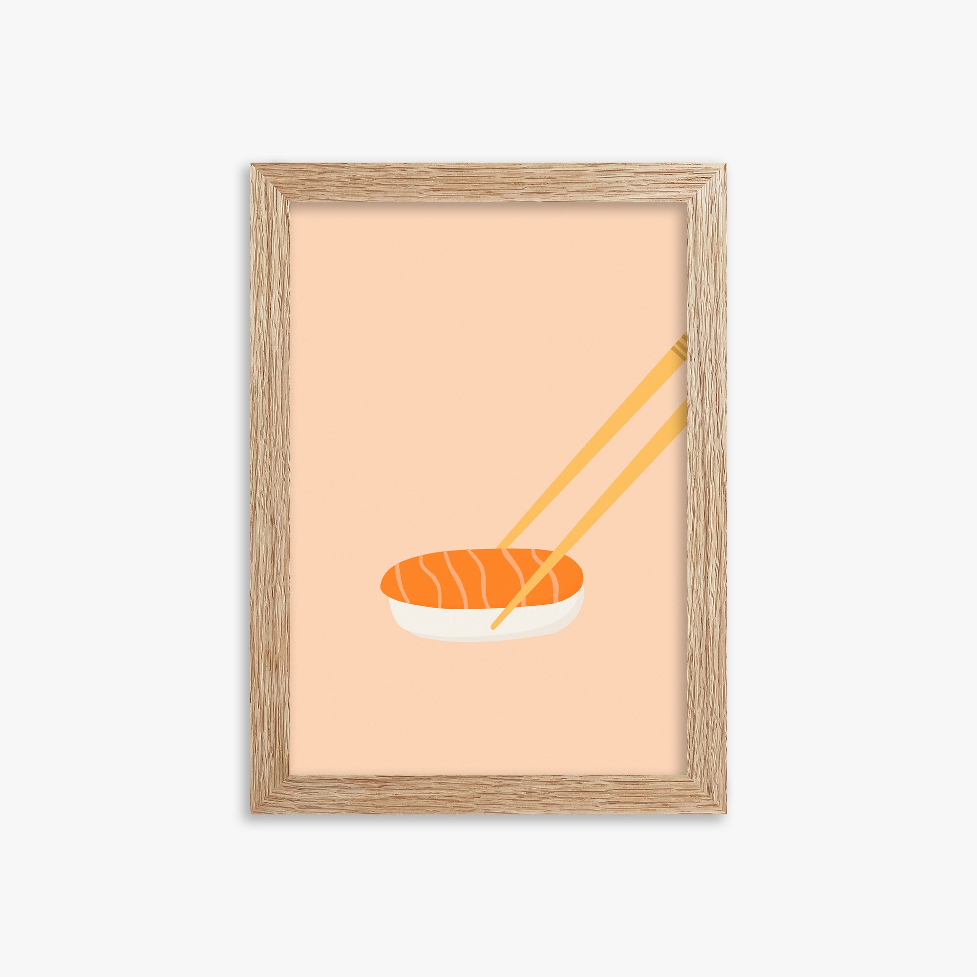 Silent Sushi Bite, 21x30cm Framed Poster With Raw Oak Frame