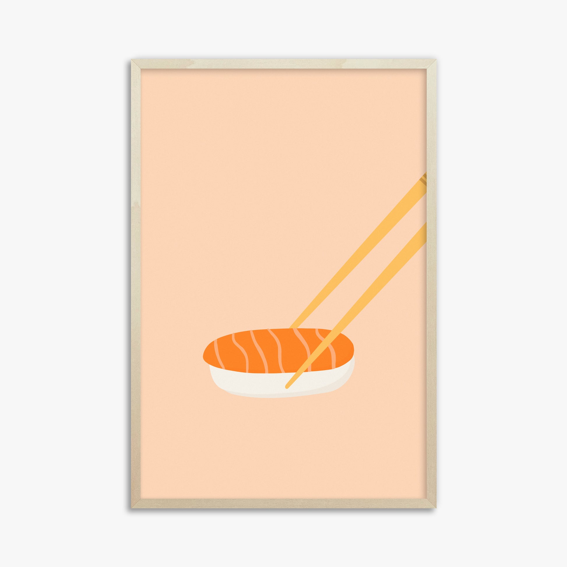 Silent Sushi Bite, 61x91cm Framed Poster With Lime Wood Frame