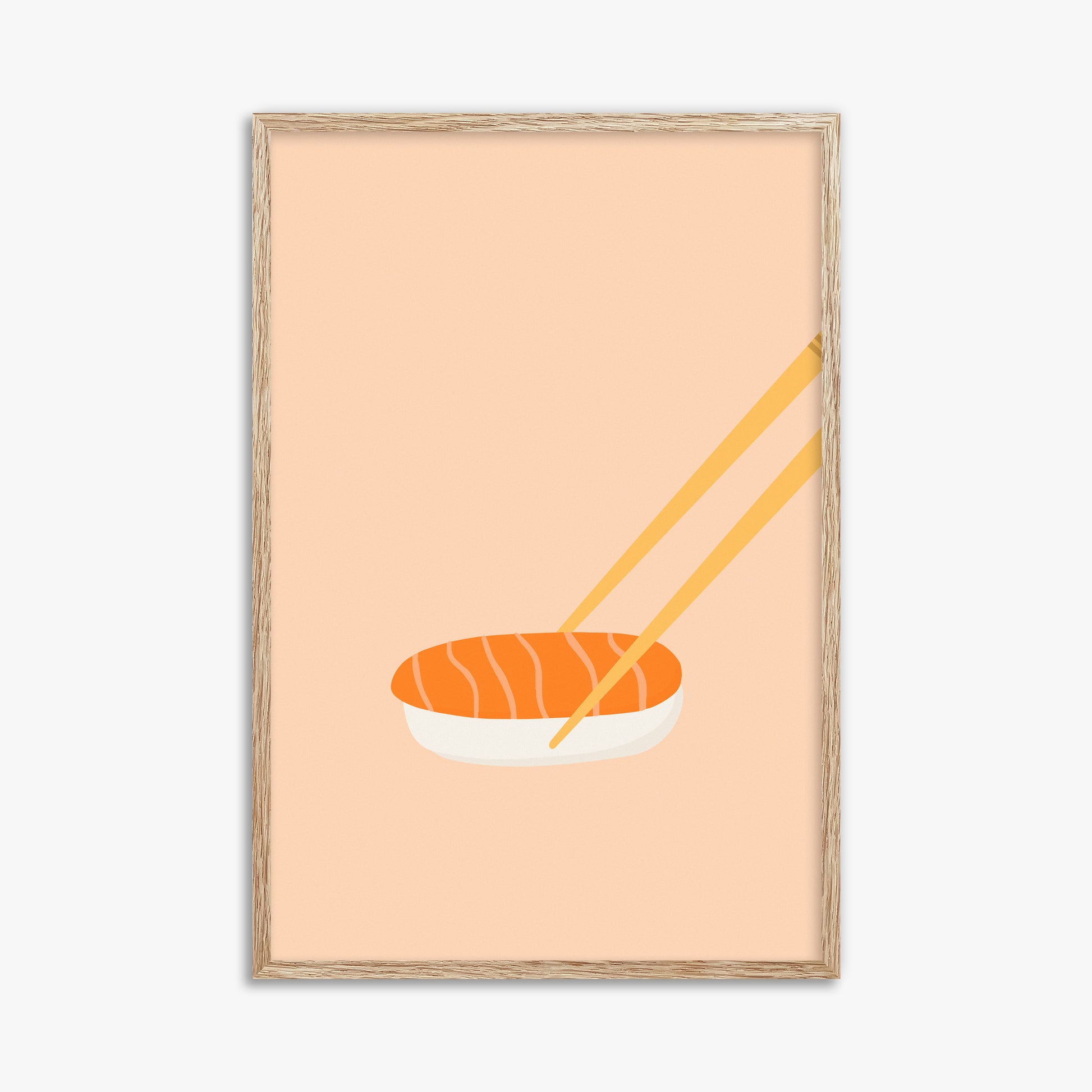 Silent Sushi Bite, 61x91cm Framed Poster With Raw Oak Frame
