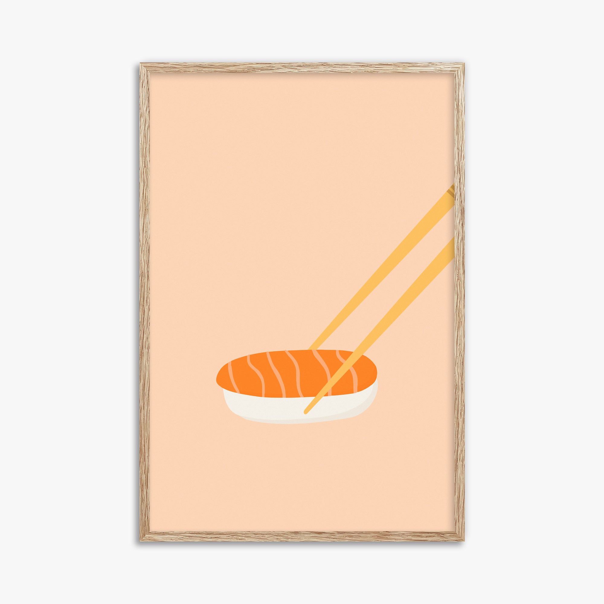 Silent Sushi Bite, 61x91cm Framed Poster With Raw Oak Frame