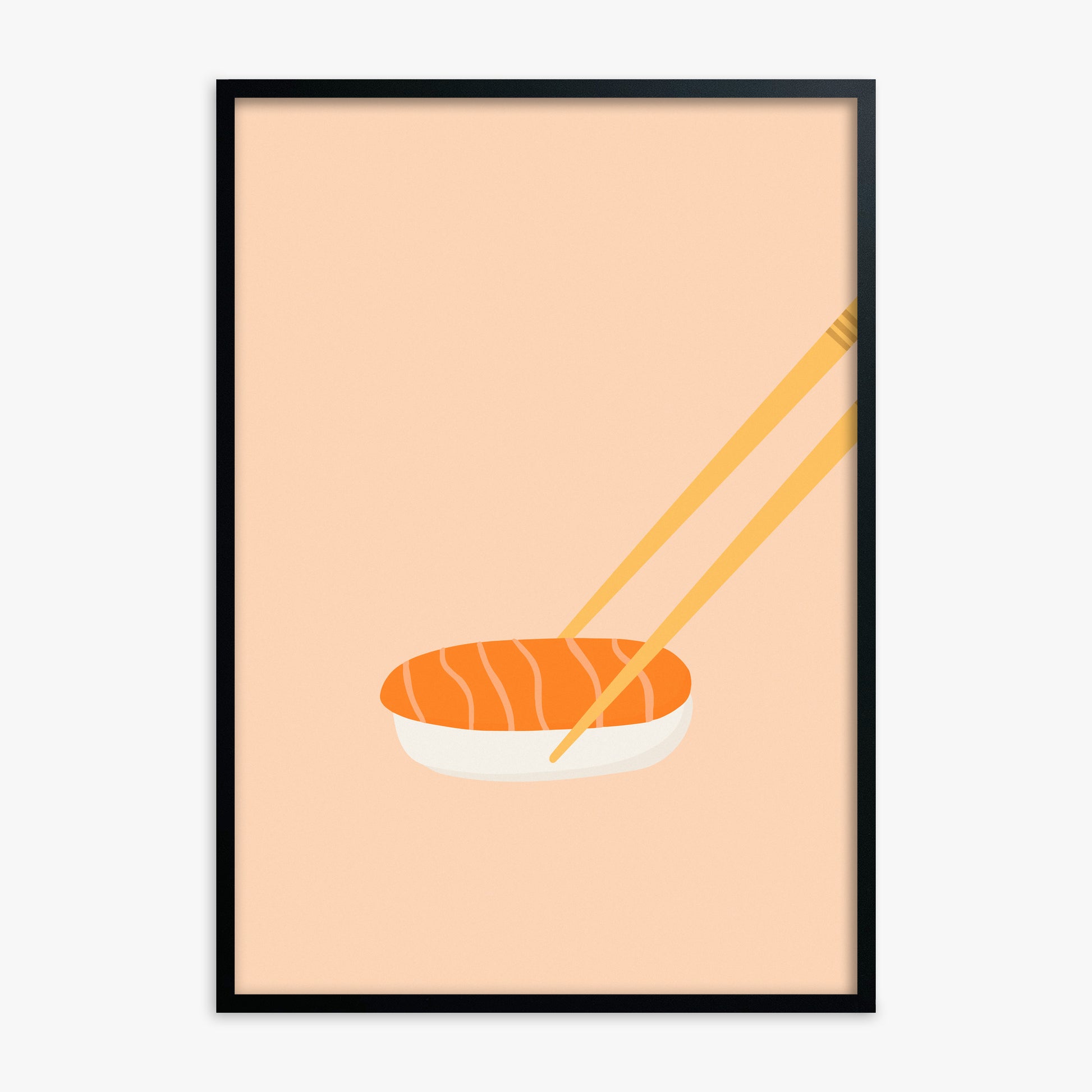 Silent Sushi Bite, Black Framed Poster With Black Frame