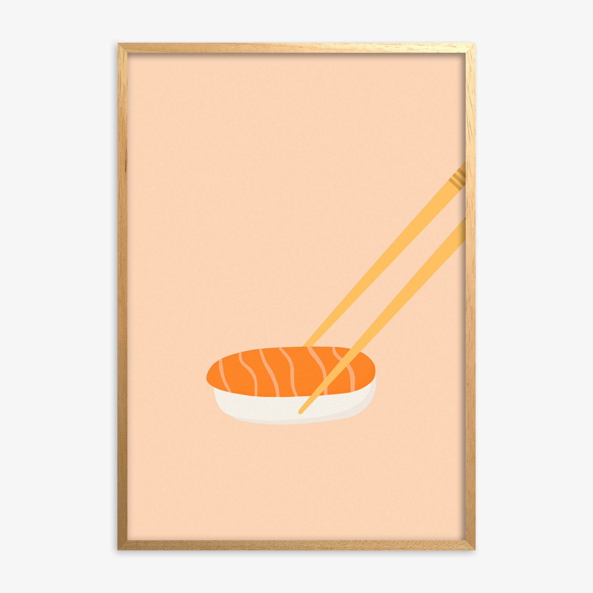 Silent Sushi Bite, Oak Framed Poster With Oak Frame