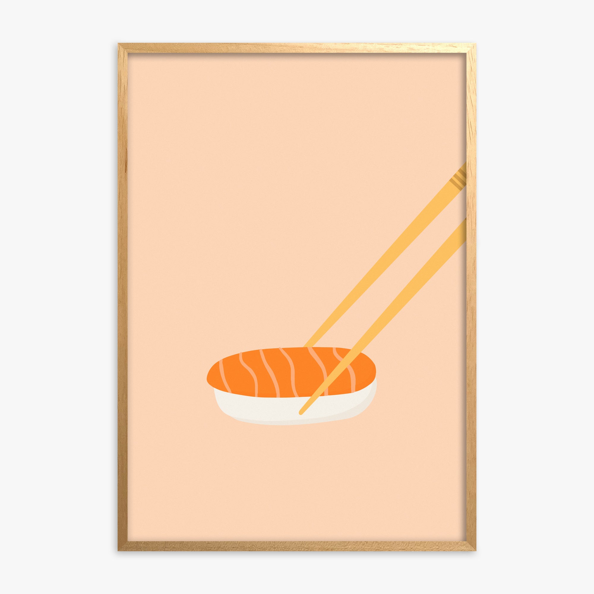 Silent Sushi Bite, Oak Framed Poster With Oak Frame