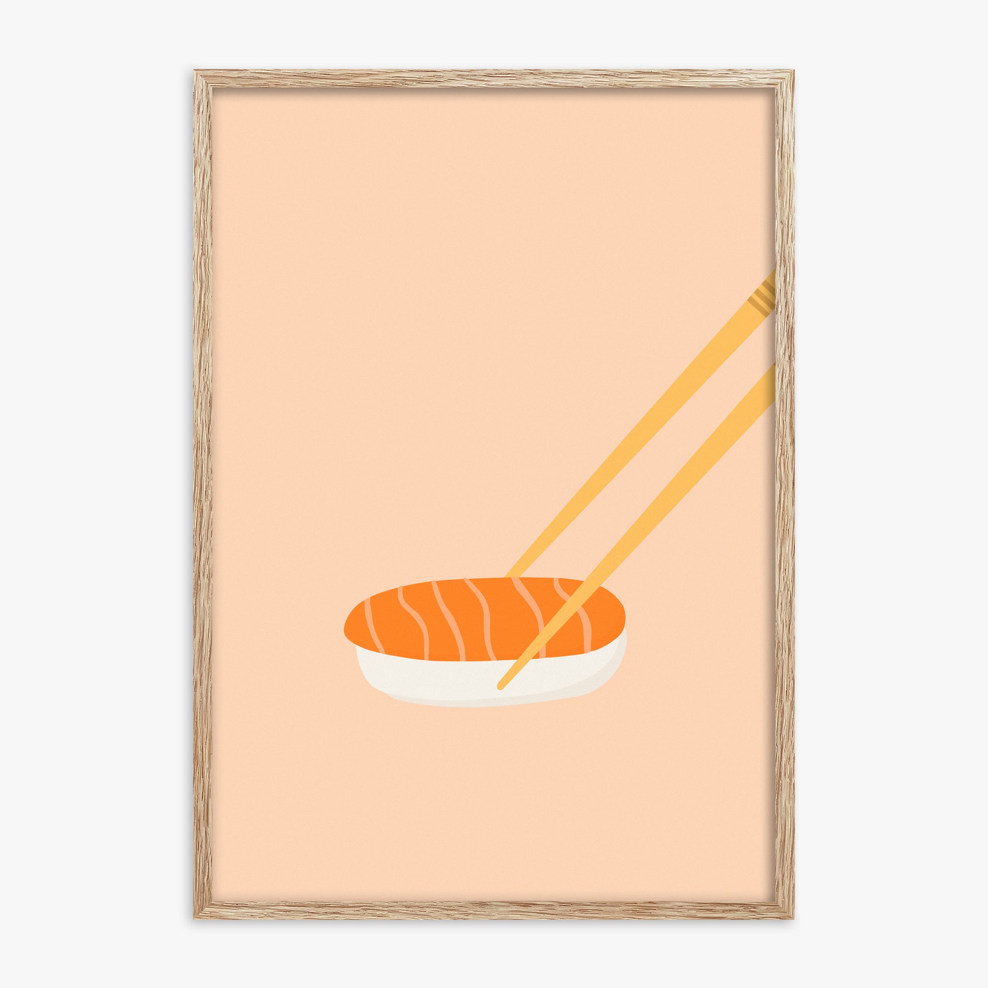 Silent Sushi Bite, 70x100cm Framed Poster With Raw Oak Frame