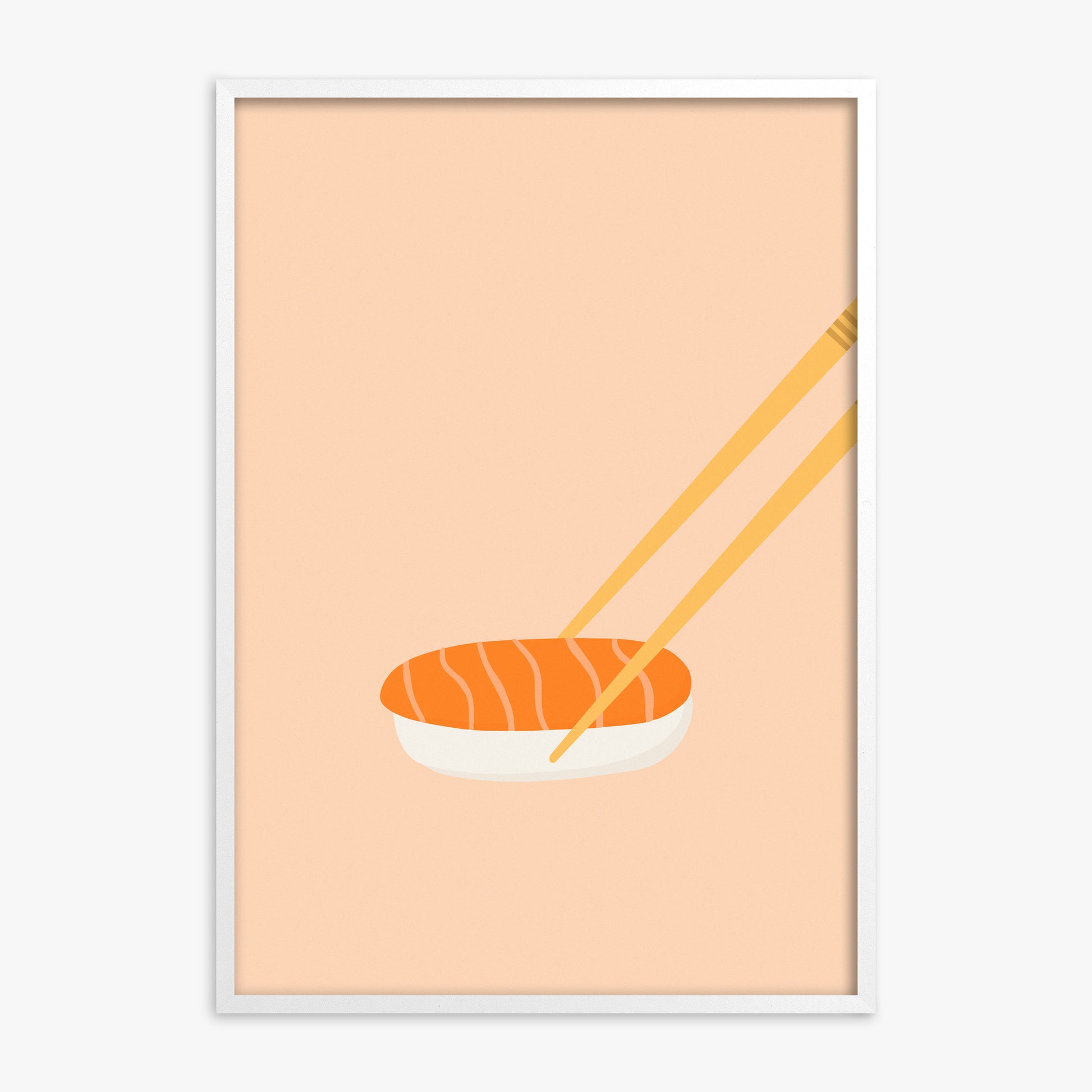 Silent Sushi Bite, White Framed Poster With White Frame