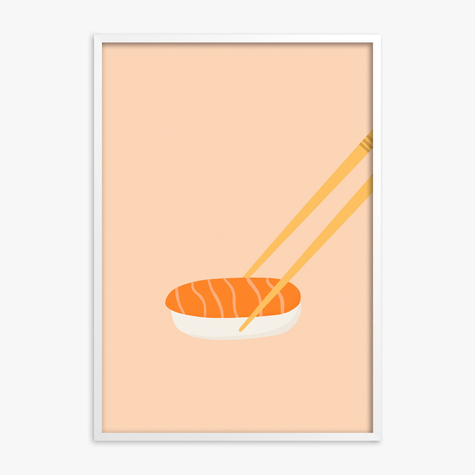 Silent Sushi Bite, White Framed Poster With White Frame