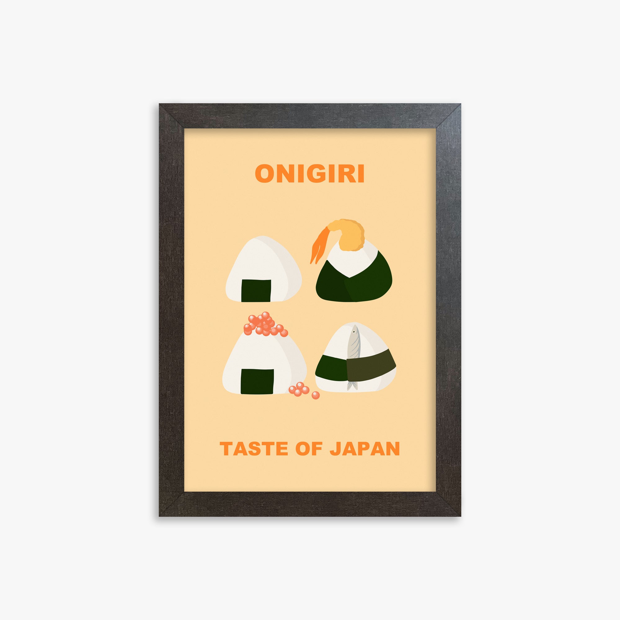 Onigiri Delights Quartet, 21x30cm Framed Poster With Espresso Frame