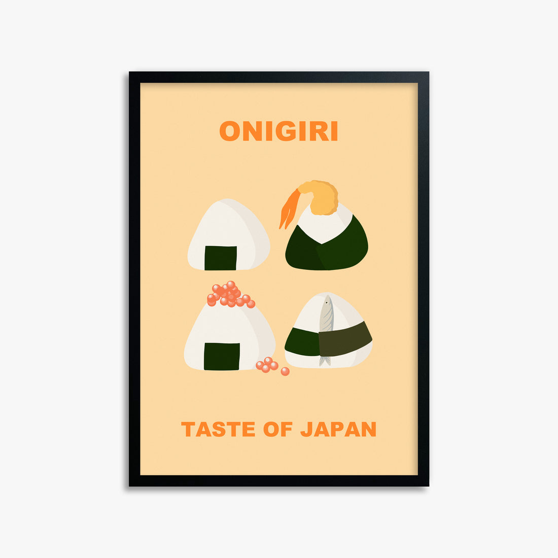 Onigiri Delights Quartet, 50x70cm Framed Poster With Black Frame
