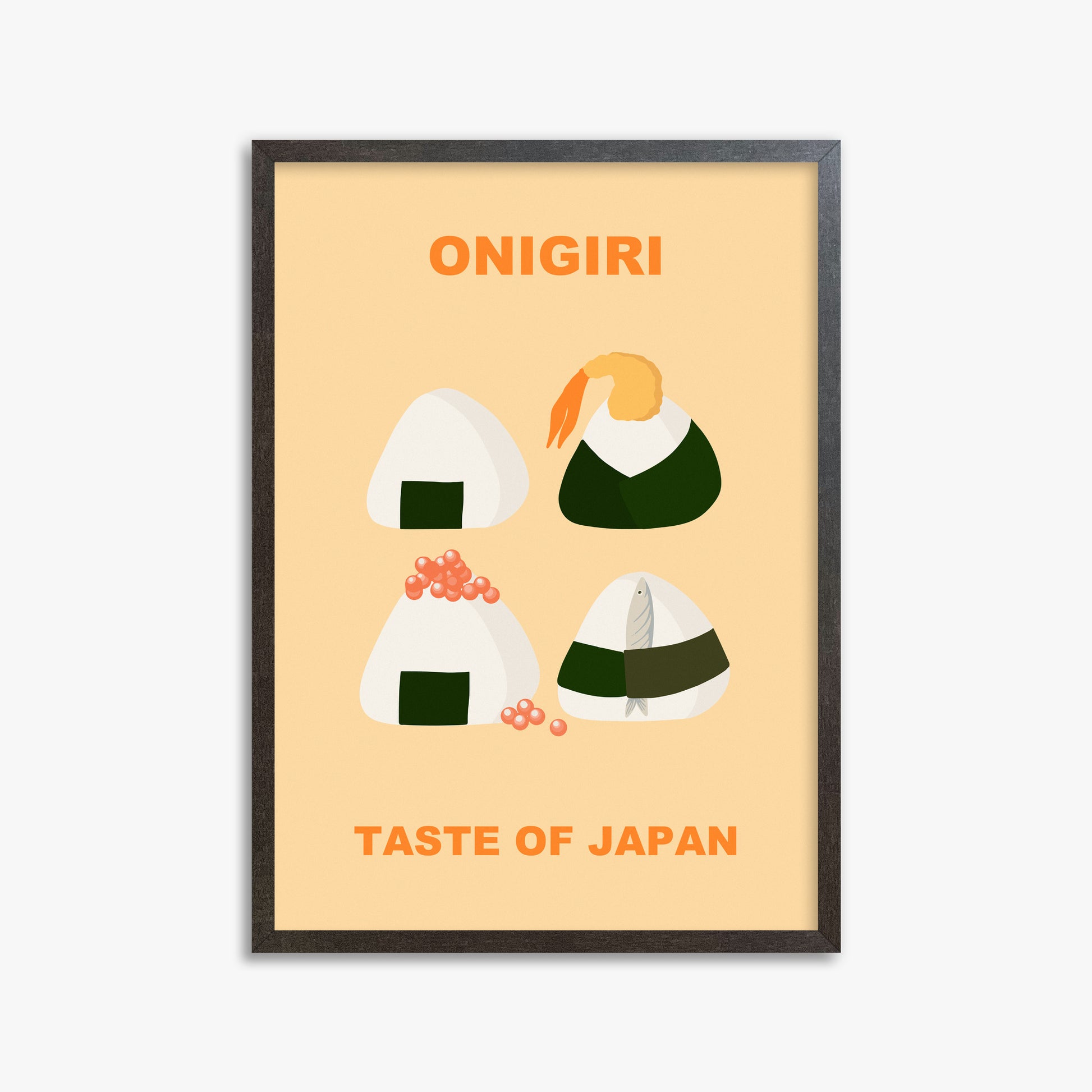Onigiri Delights Quartet, 50x70cm Framed Poster With Espresso Frame