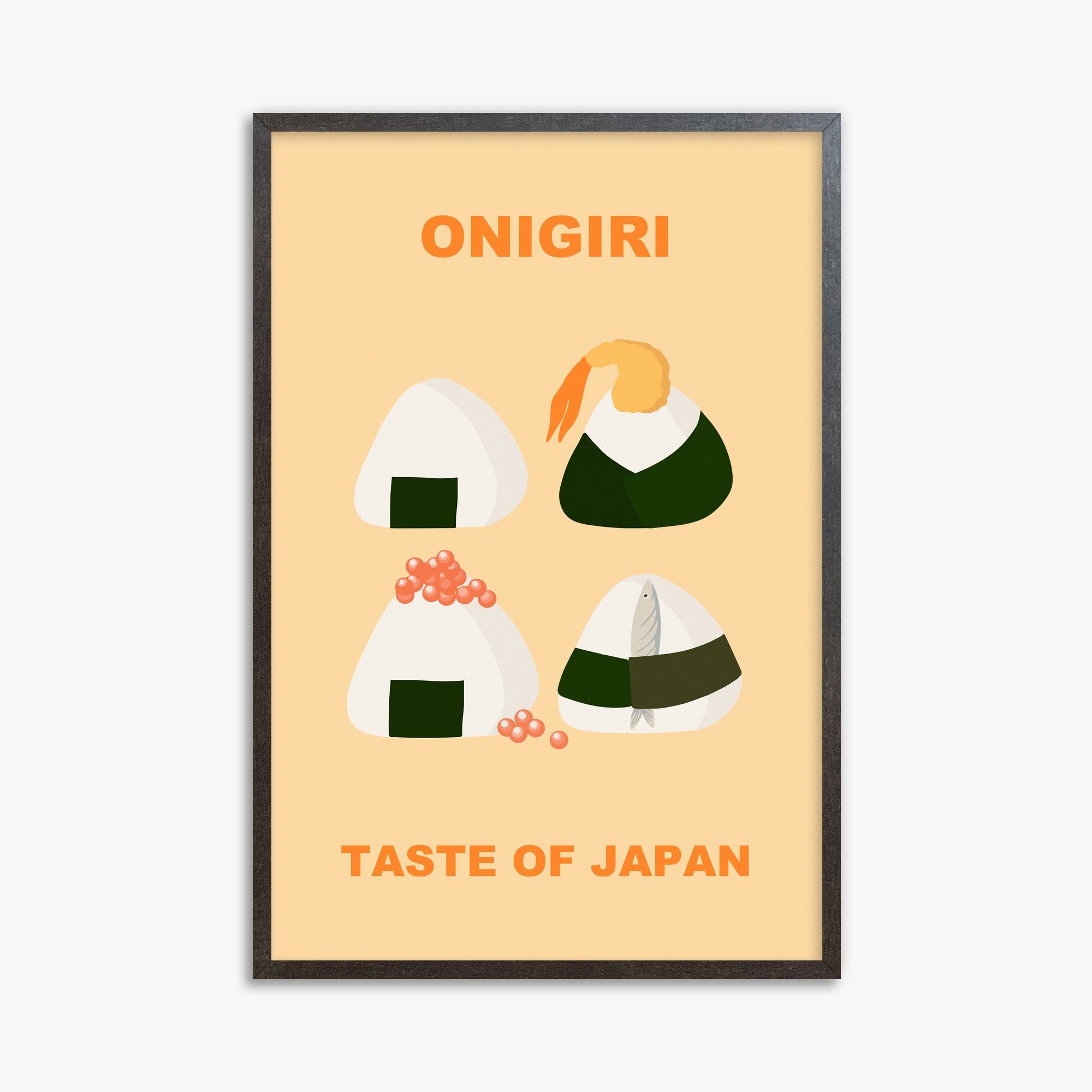 Onigiri Delights Quartet, 61x91cm Framed Poster With Espresso Frame