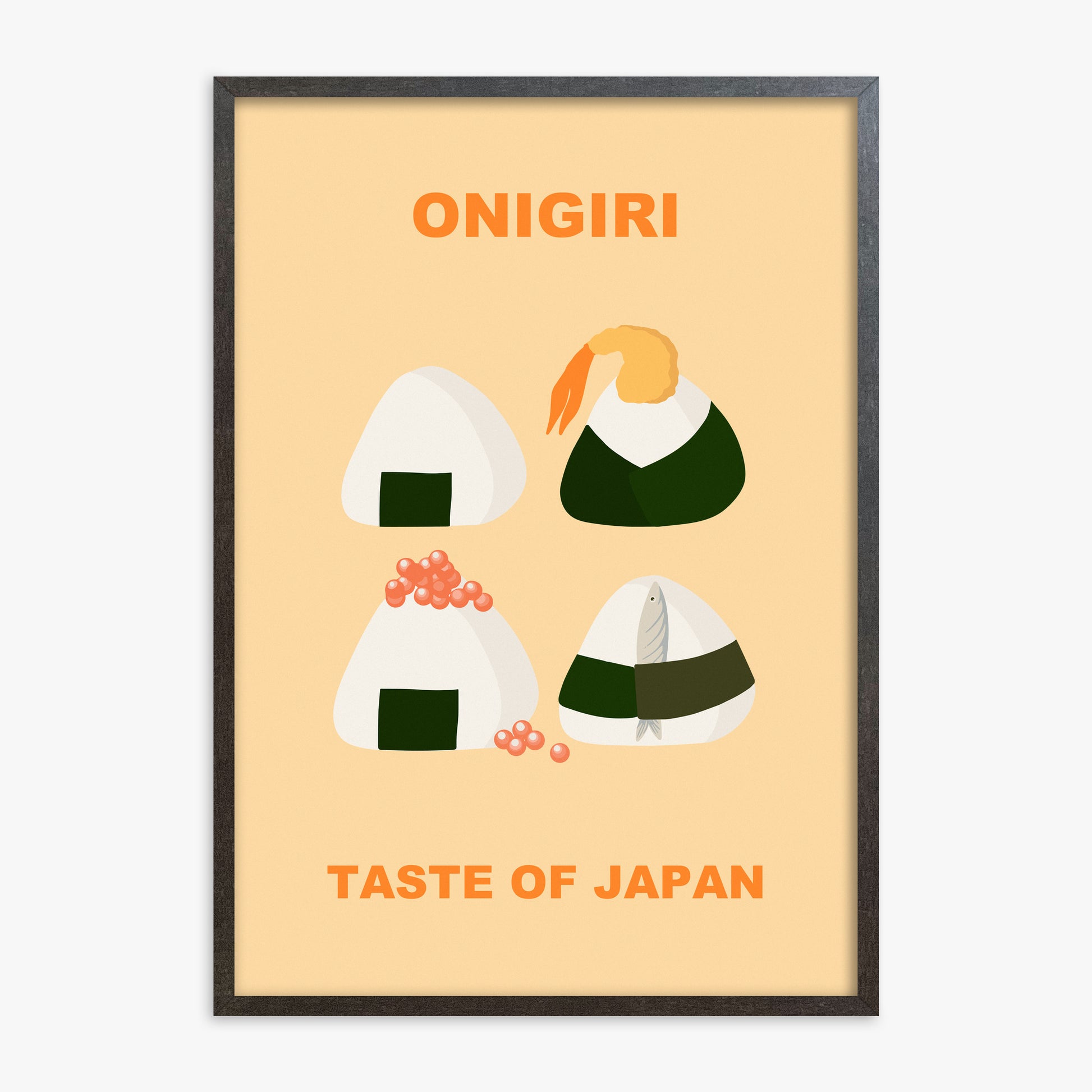 Onigiri Delights Quartet, 70x100cm Framed Poster With Espresso Frame
