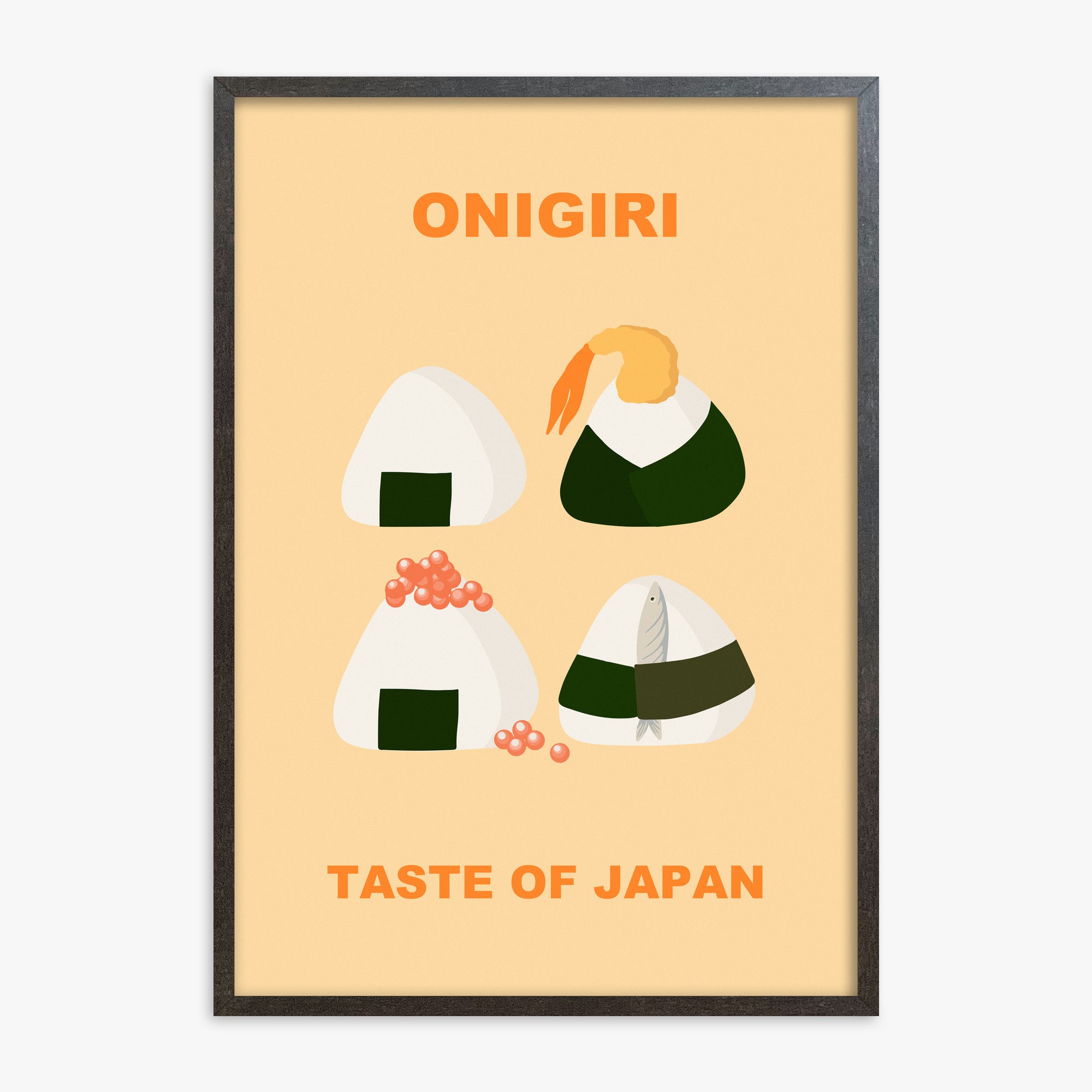 Onigiri Delights Quartet, 70x100cm Framed Poster With Espresso Frame