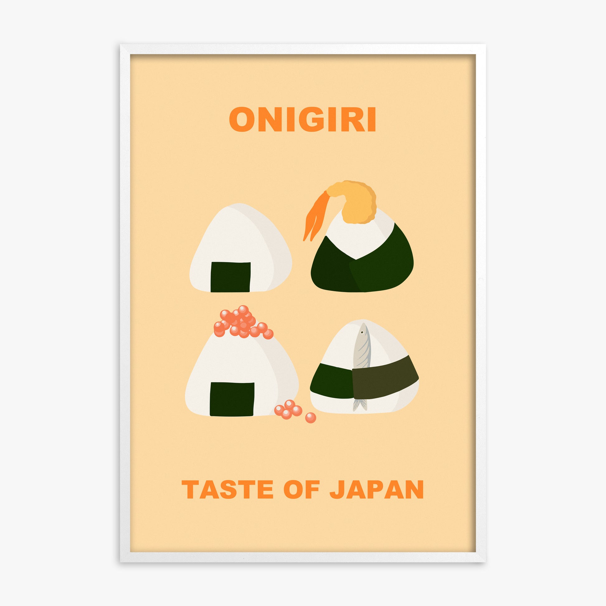 Onigiri Delights Quartet, White Framed Poster With White Frame