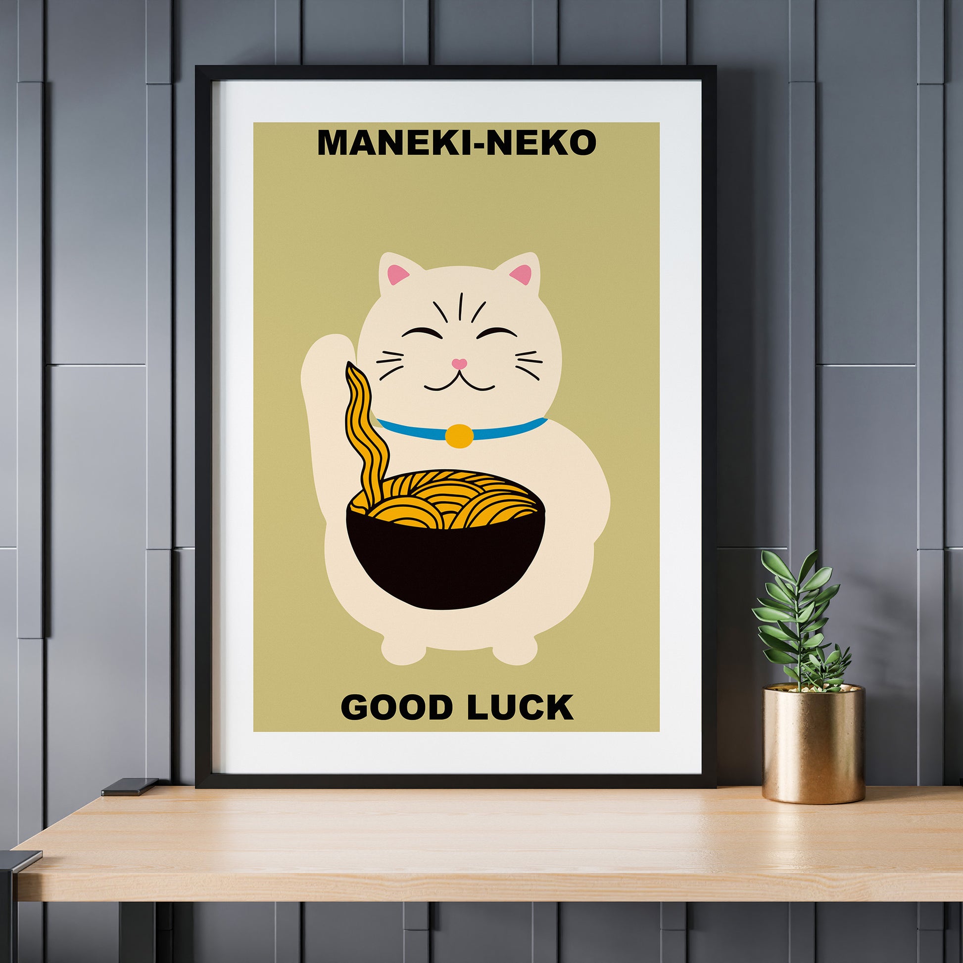 Design Concept No. 24 for Ramen Lucky Cat Modern Poster Art