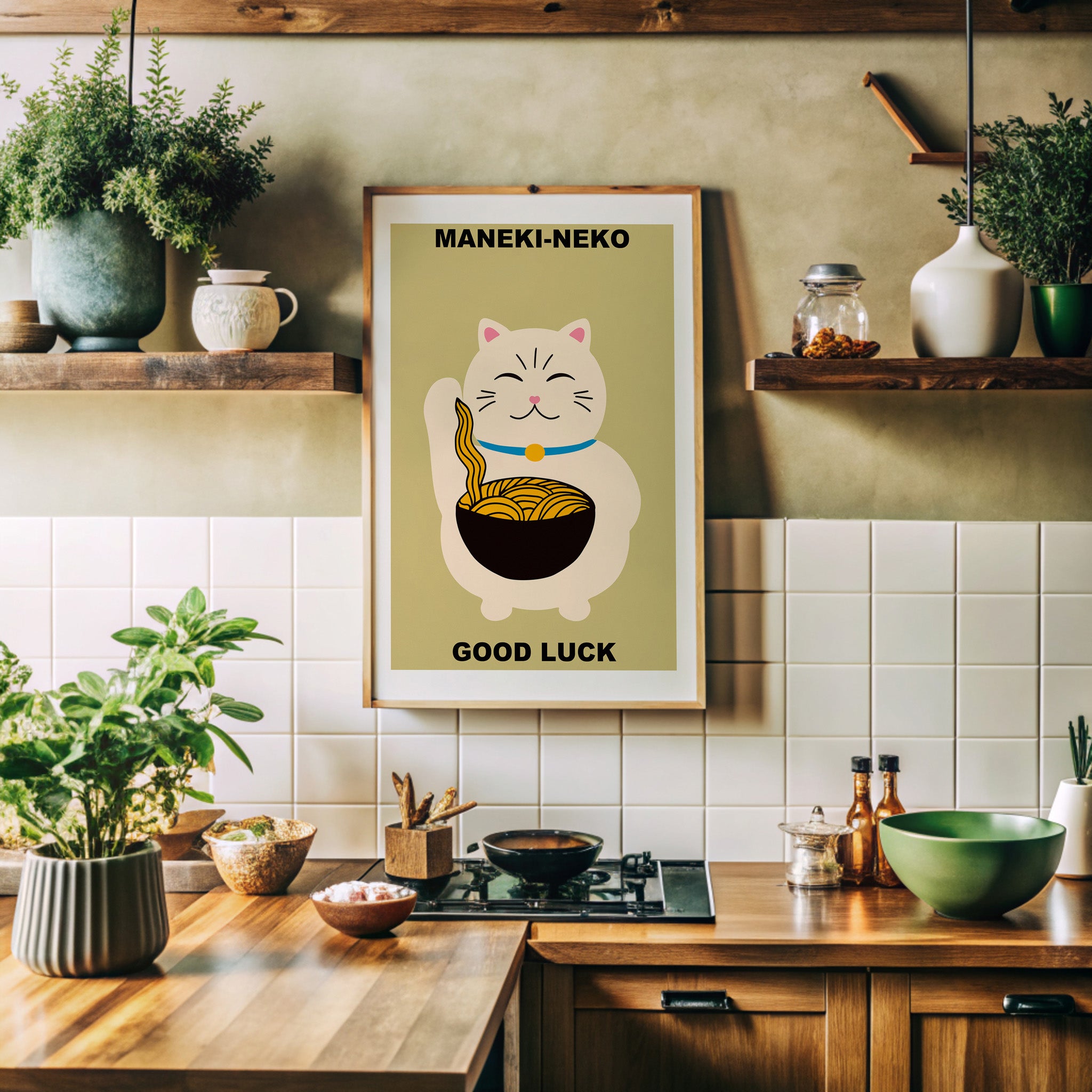 Design Concept No. 41 for Ramen Lucky Cat Modern Poster Art