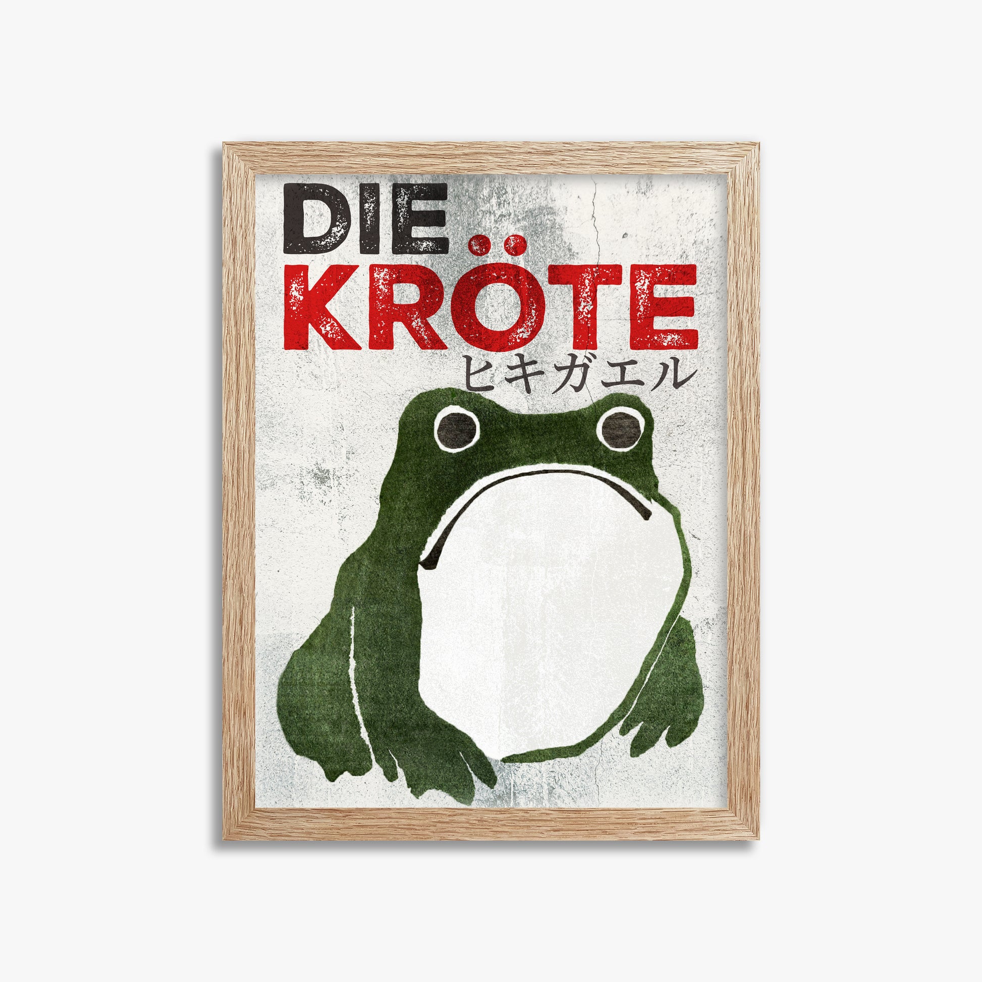 Matsumoto Hoji: The Toad - Streetart-Style DE, 30x40cm Framed Art Reproduction With Raw Oak Frame