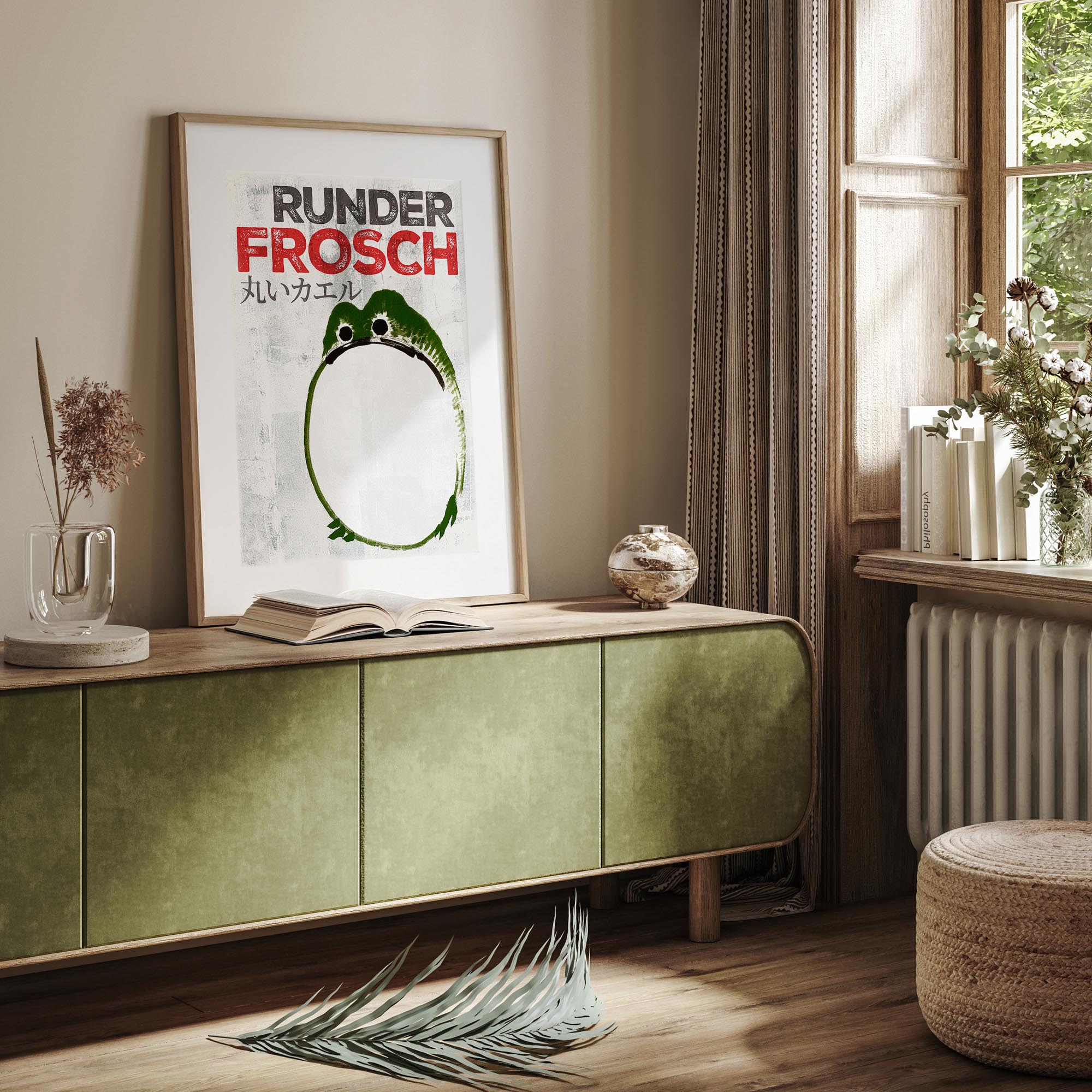 Design concept No. 23 for Ike no Taiga: Round Frog - Streetart-Style DE Japanese Wall Art